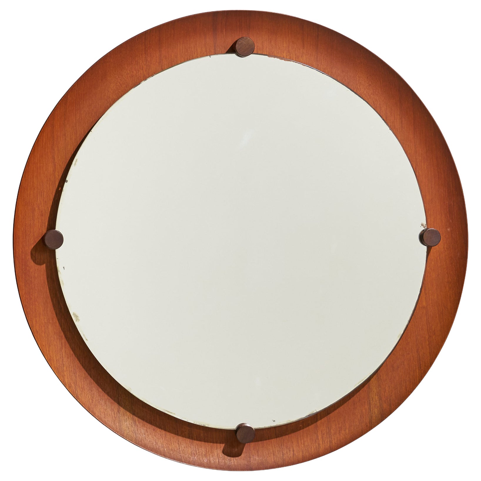 Campo & Graffi 'Attributed', Wall Mirror, Teak, Brass, Mirror, Italy, 1950s