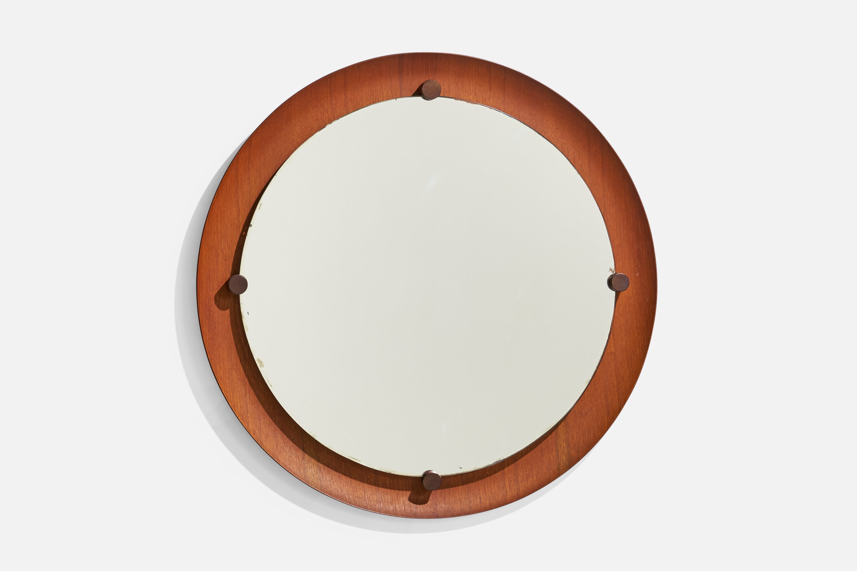 Campo & Graffi 'Attributed', Wall Mirror, Teak, Brass, Mirror, Italy, 1950s