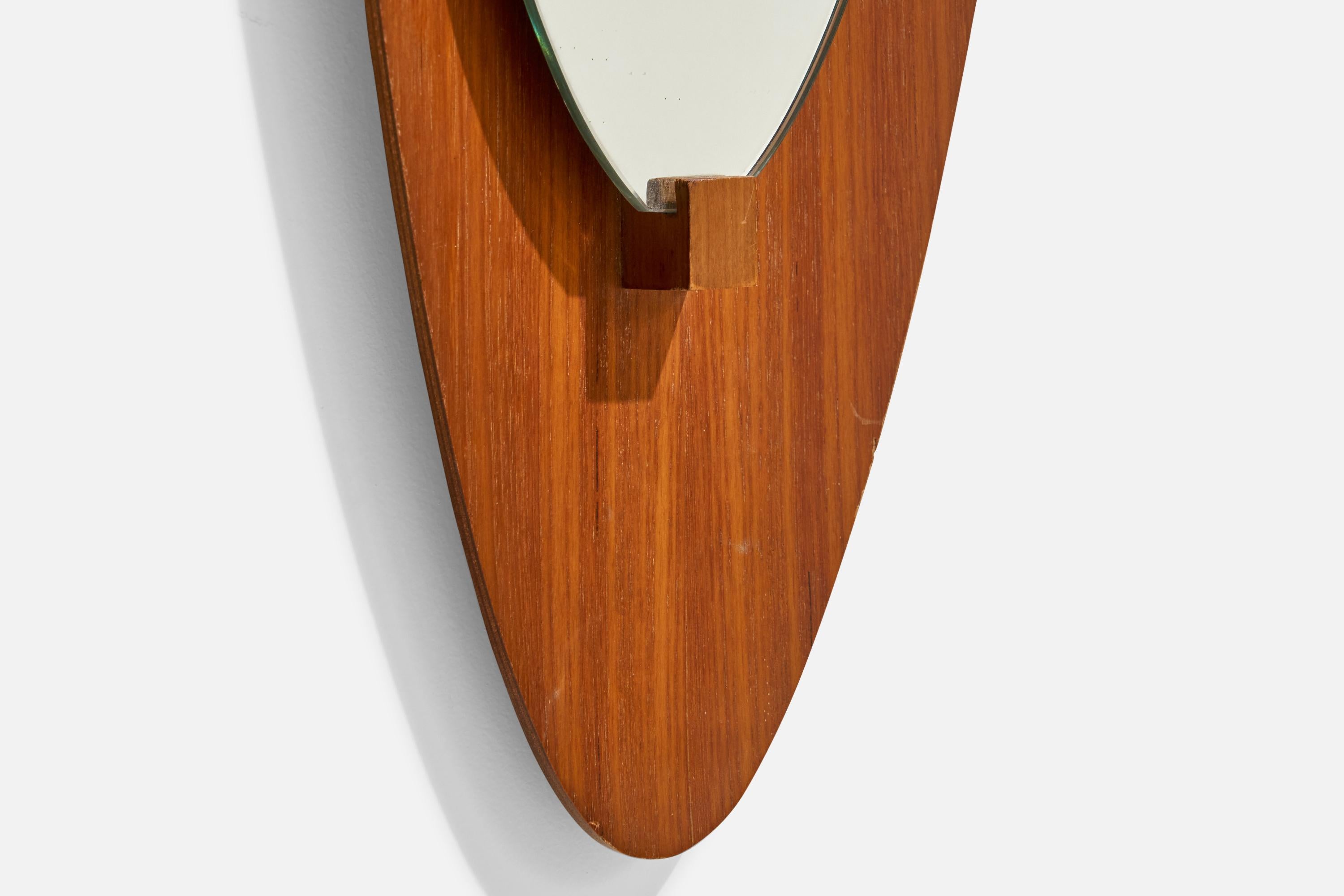 Campo & Graffi 'Attributed', Wall Mirror, Teak, Mirror Glass, Italy, 1950s For Sale 4