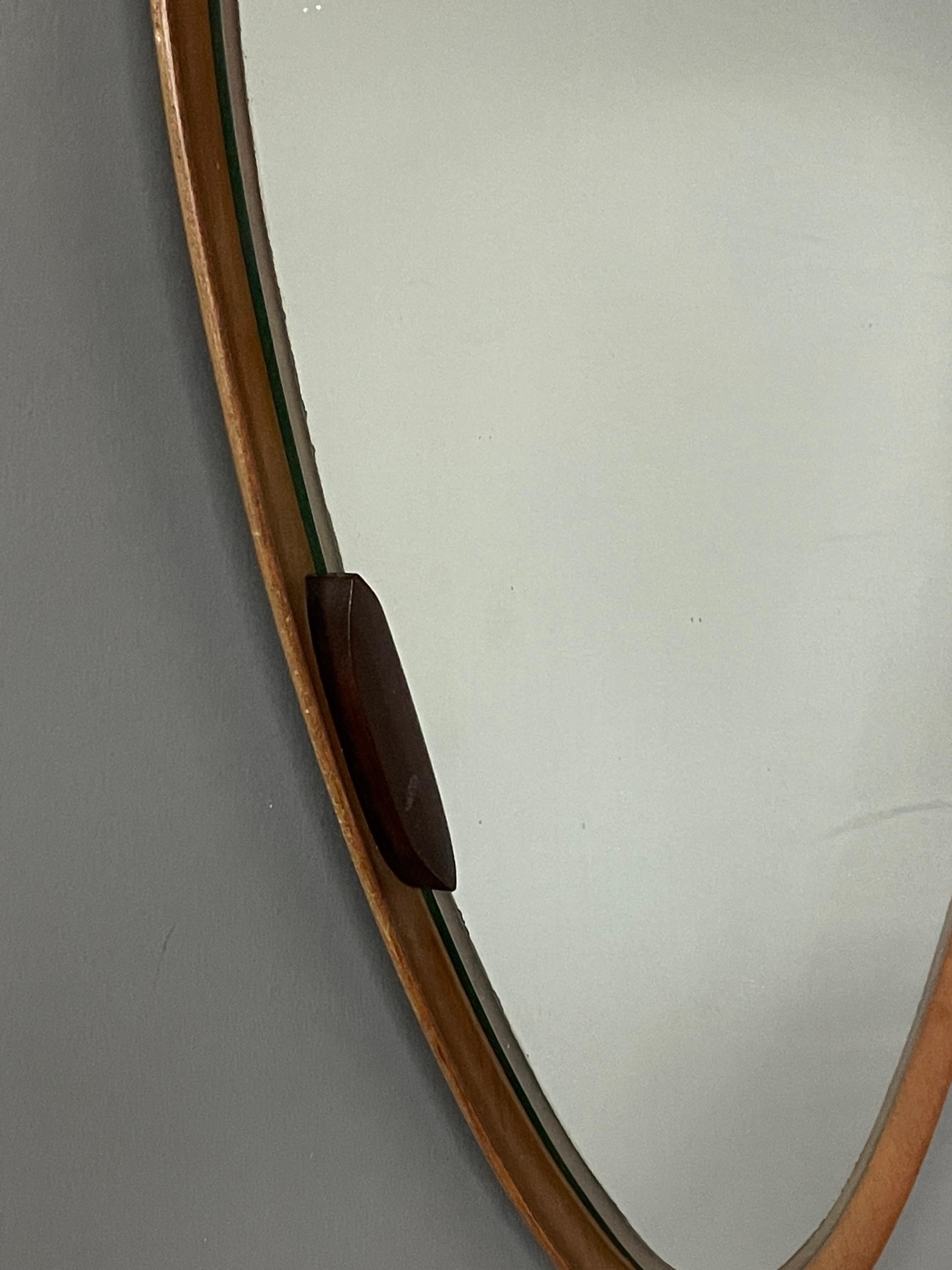 Campo & Graffi 'Attributed', Wall Mirror, Teak, Mirror Glass, Italy, 1950s In Good Condition In High Point, NC