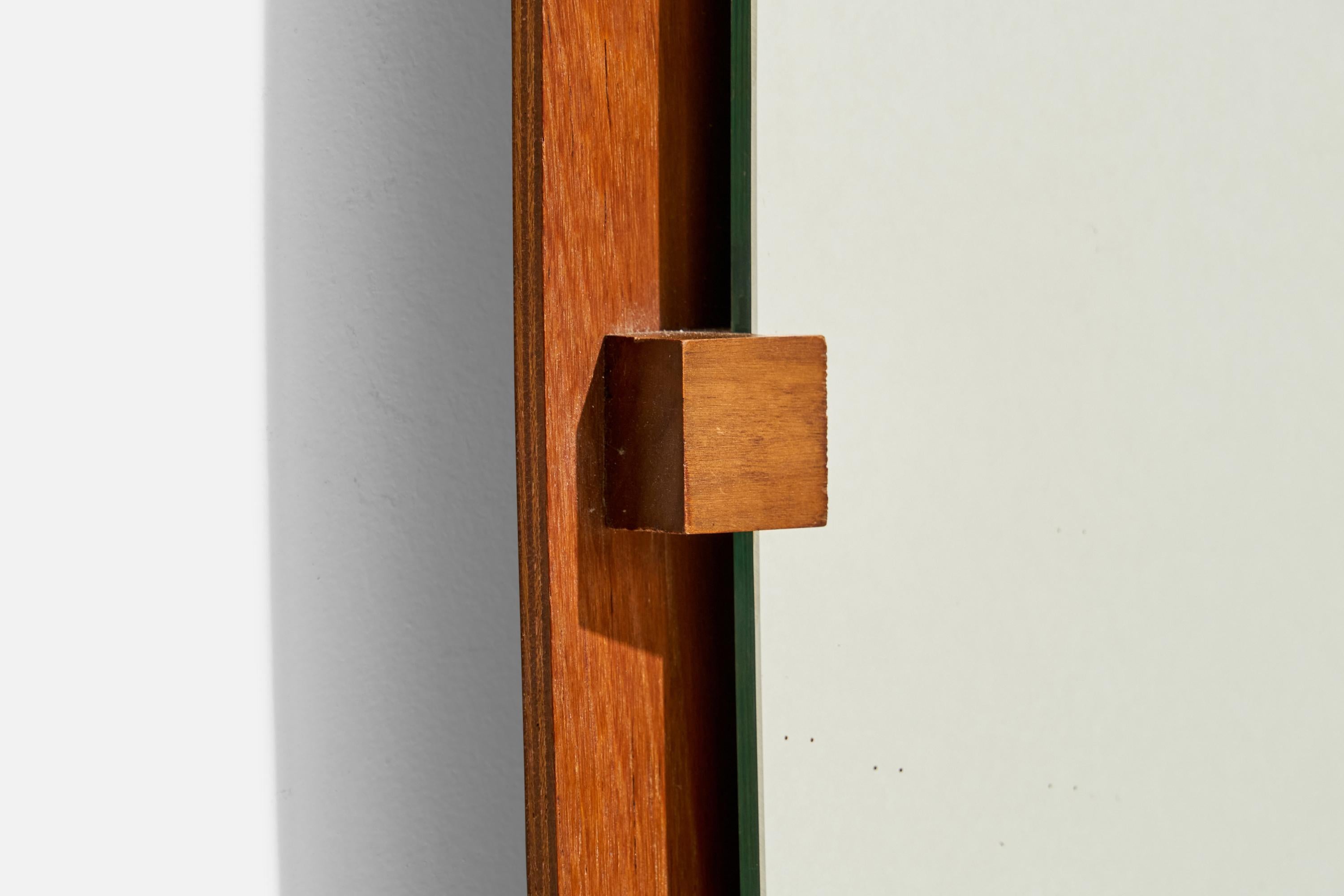 Mid-20th Century Campo & Graffi 'Attributed', Wall Mirror, Teak, Mirror Glass, Italy, 1950s For Sale
