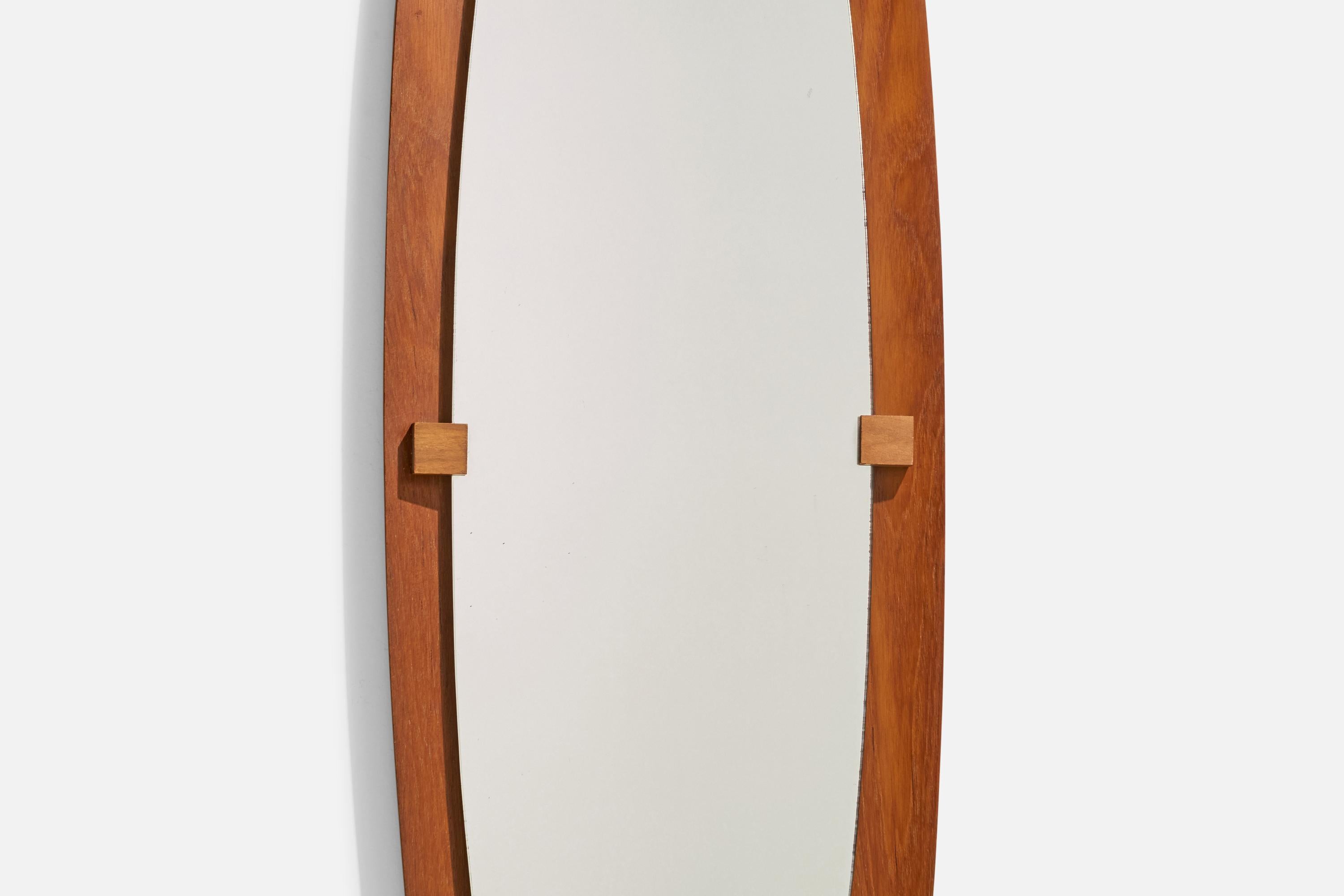 Campo & Graffi 'Attributed', Wall Mirror, Teak, Mirror Glass, Italy, 1950s For Sale 1