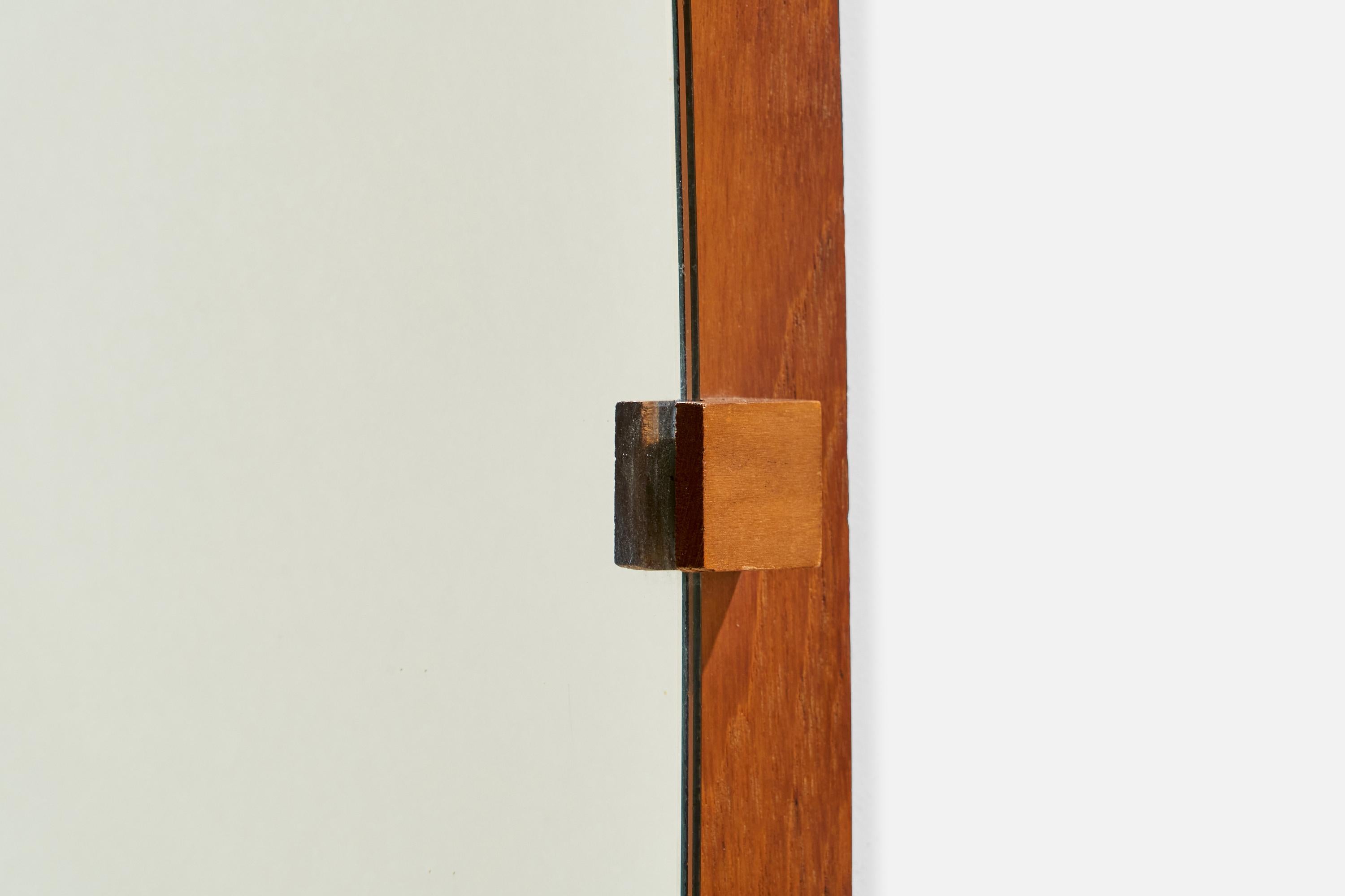 Campo & Graffi 'Attributed', Wall Mirror, Teak, Mirror Glass, Italy, 1950s For Sale 2