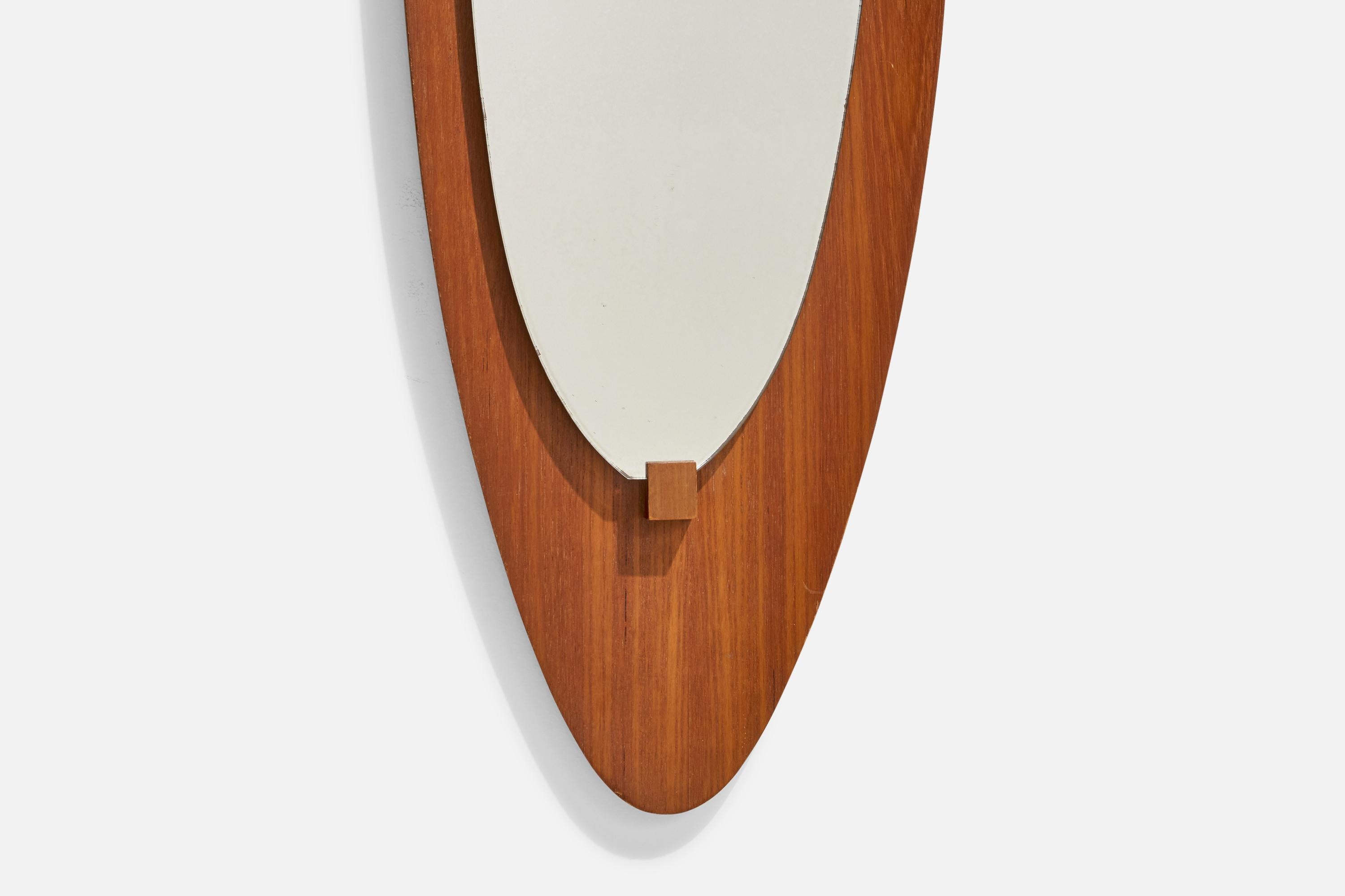 Campo & Graffi 'Attributed', Wall Mirror, Teak, Mirror Glass, Italy, 1950s For Sale 3