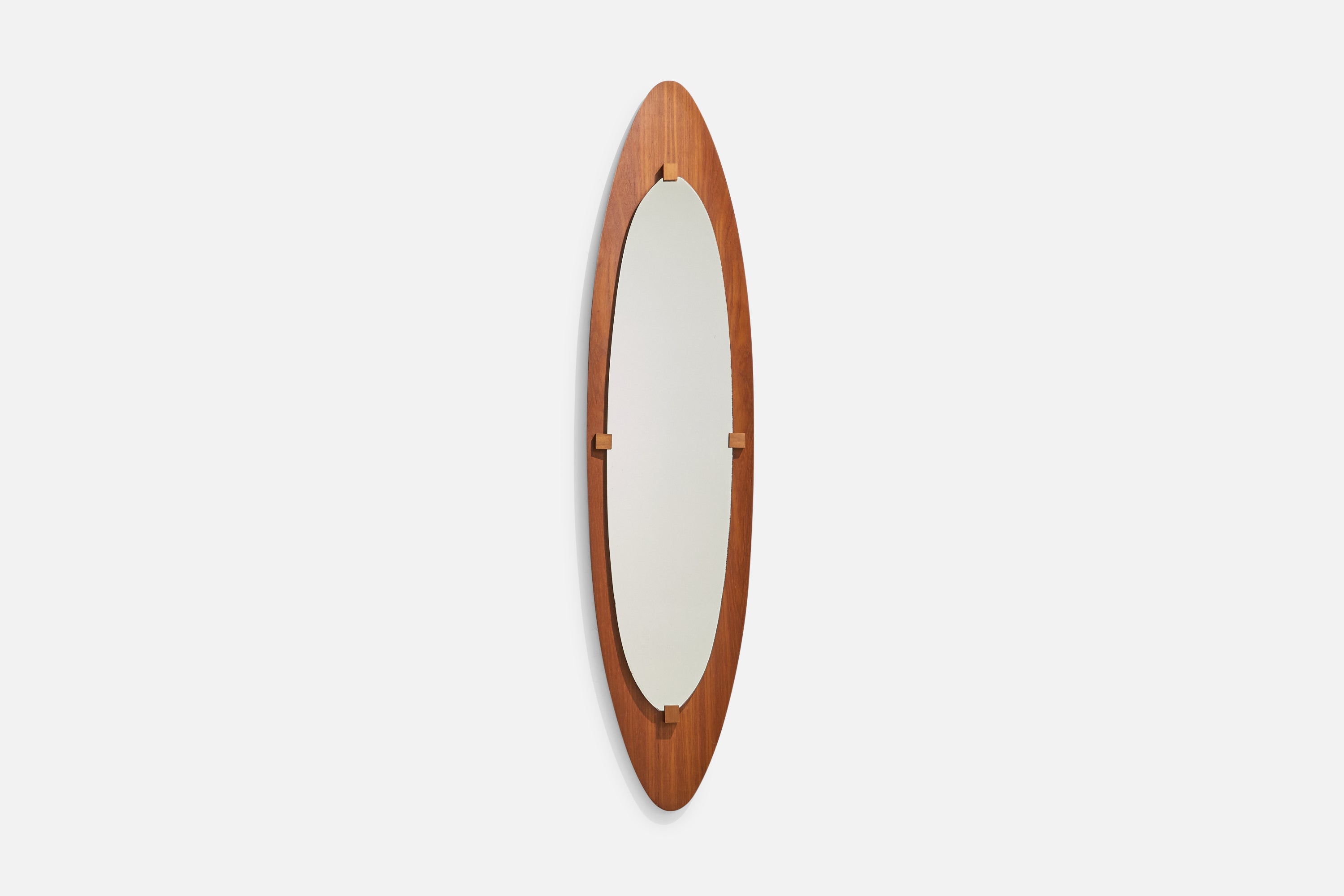 Campo & Graffi 'Attributed', Wall Mirror, Teak, Mirror Glass, Italy, 1950s