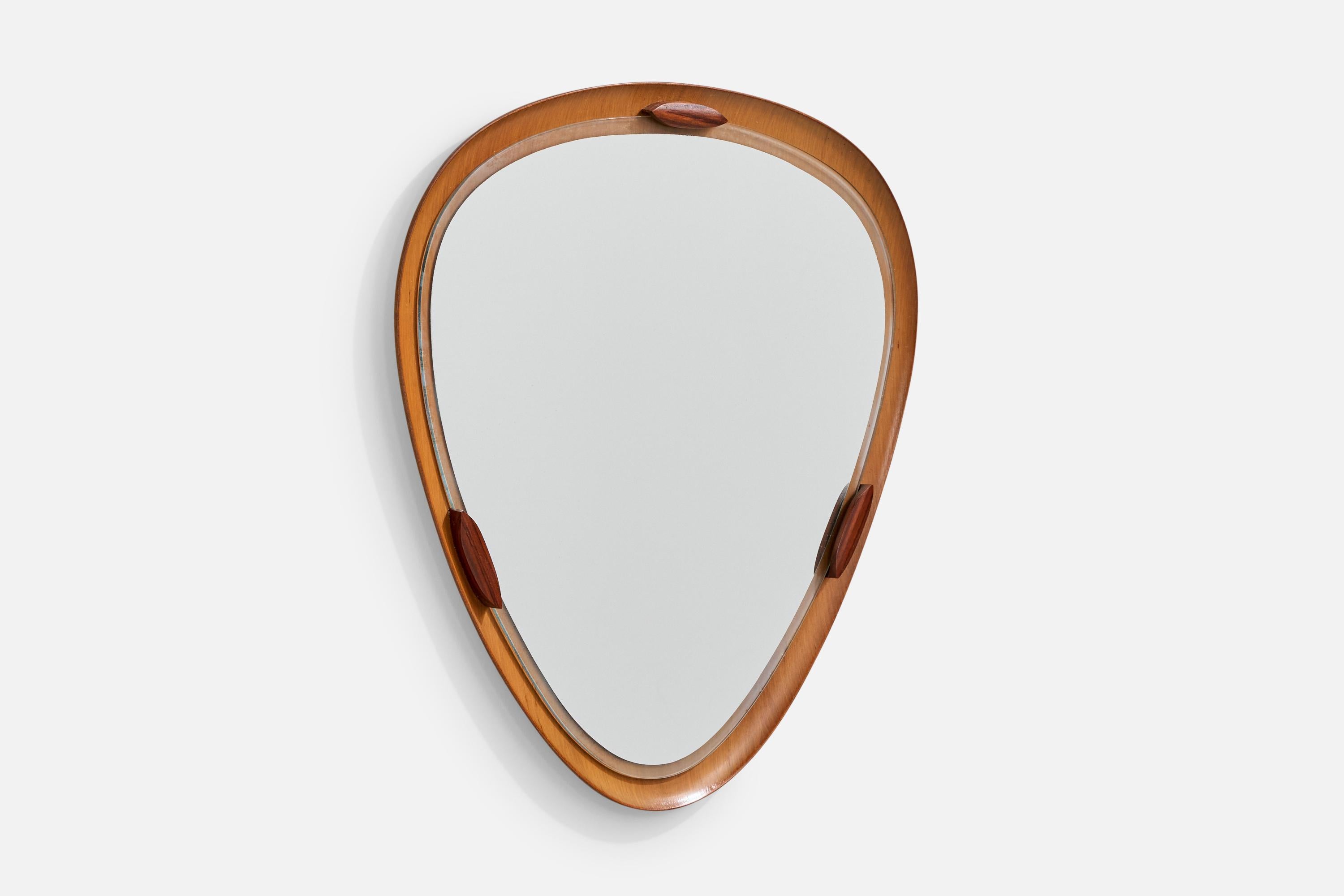 Mid-Century Modern Attribution Campo & Graffi, miroir mural, teck, Italie, années 1950 en vente