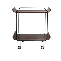 Campo & Graffi Creazioni Stilcasa Wood Black Metal Serving Trolley, Italy, 1970