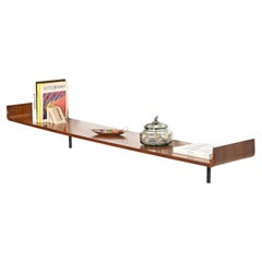 Campo & Graffi Extra-Large Italian Wall Shelf in Curved Rosewood, Italy 1960s