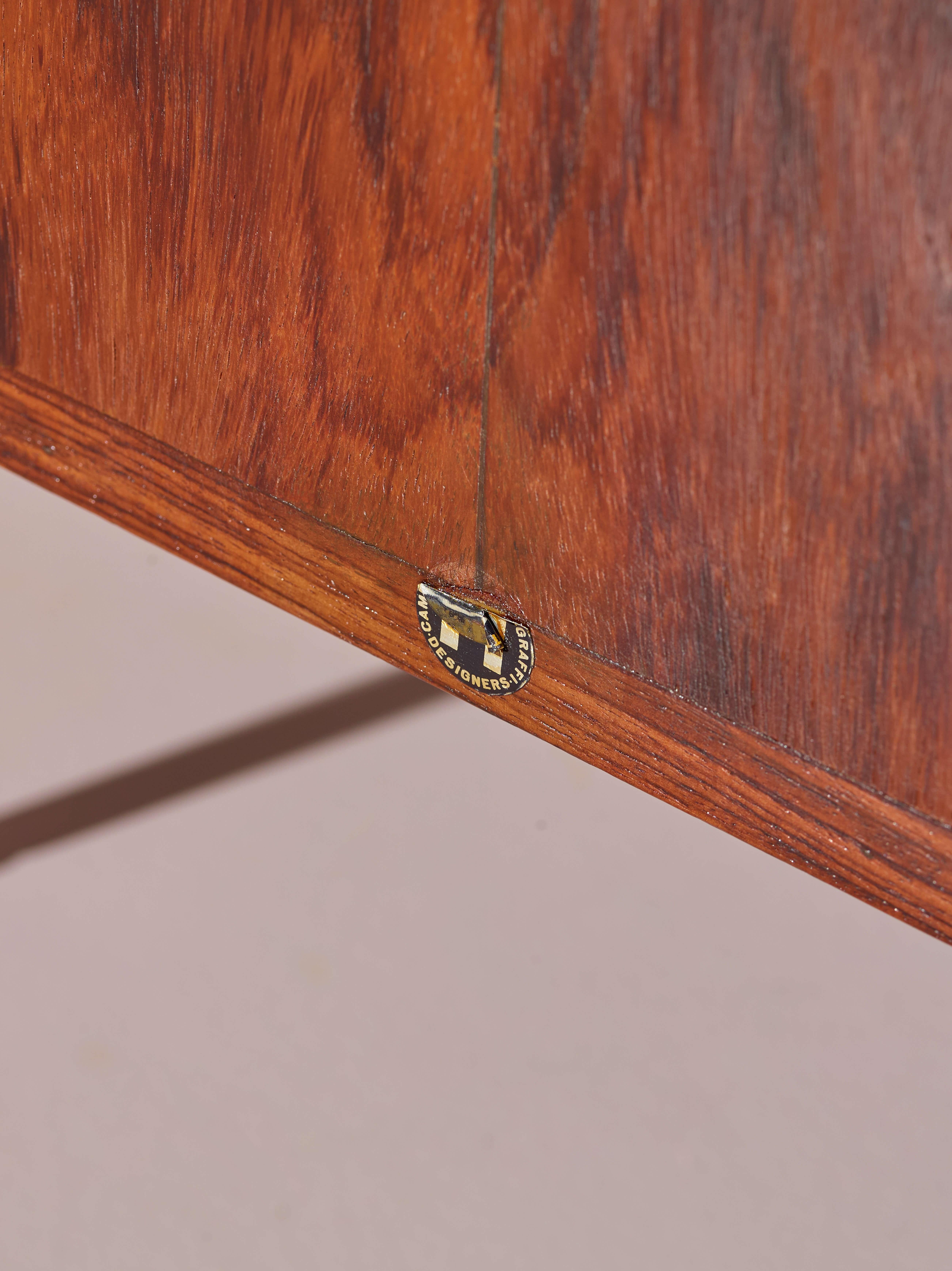 Credenza Campo & Graffi in teak e intreccio di canne di bambù di Home, Italia, anni '50 in vendita 11