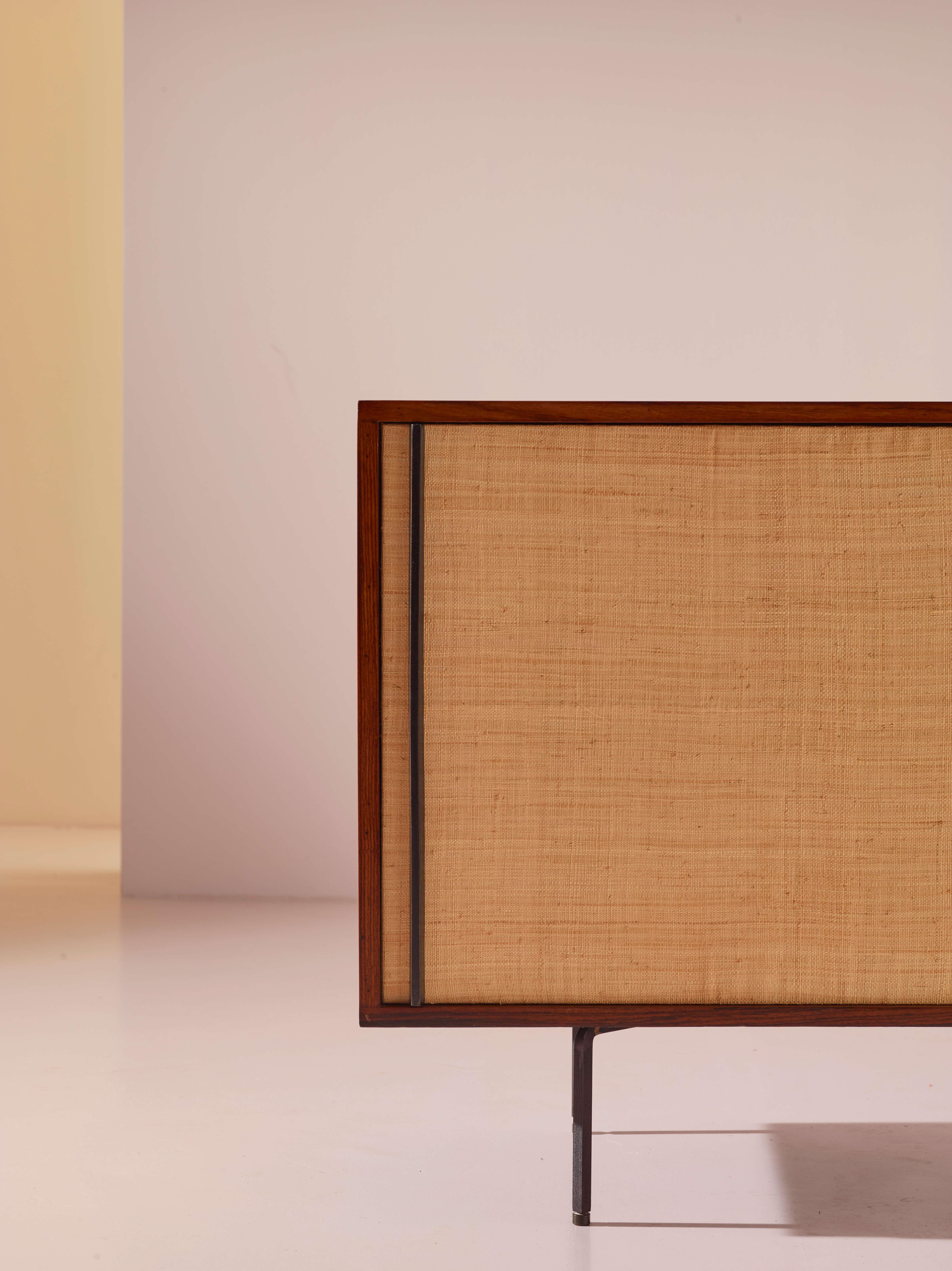 Bambù Credenza Campo & Graffi in teak e intreccio di canne di bambù di Home, Italia, anni '50 in vendita