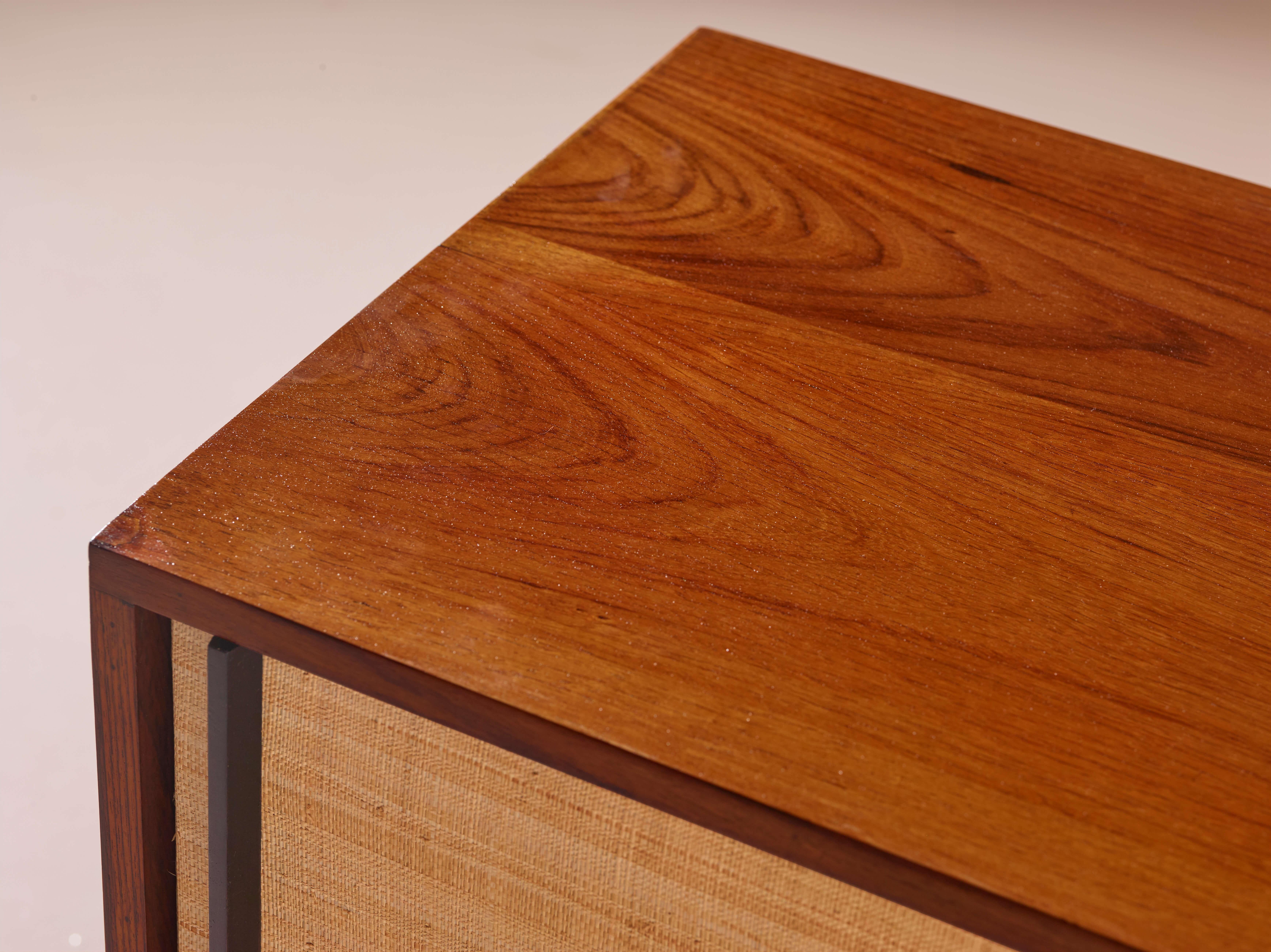 Credenza Campo & Graffi in teak e intreccio di canne di bambù di Home, Italia, anni '50 in vendita 2