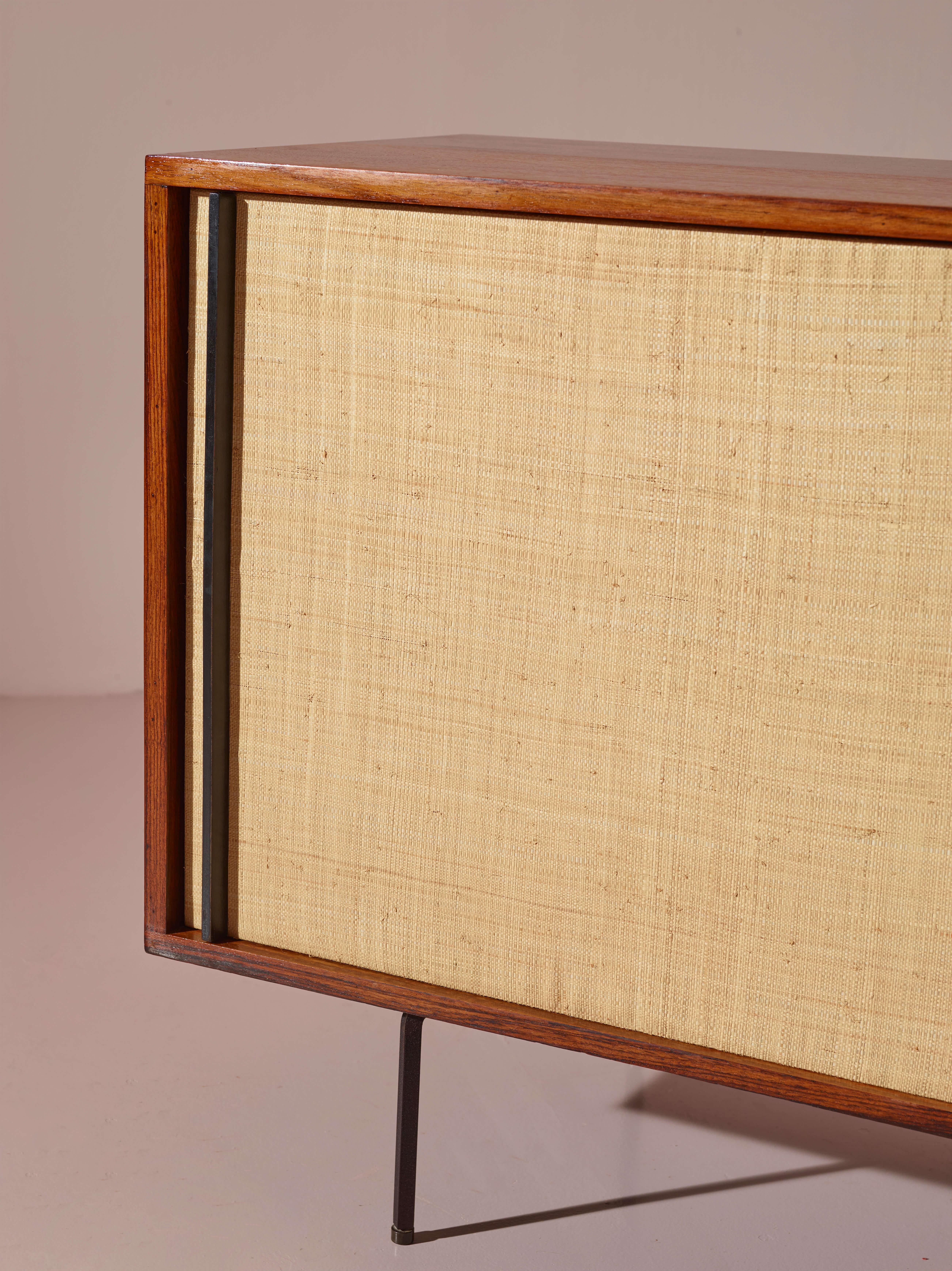 Credenza Campo & Graffi in teak e intreccio di canne di bambù di Home, Italia, anni '50 in vendita 3