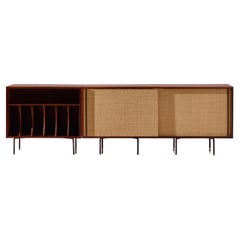 Buffet Campo & Graffi en teck et bambou tressé par Home, Italie, années 1950