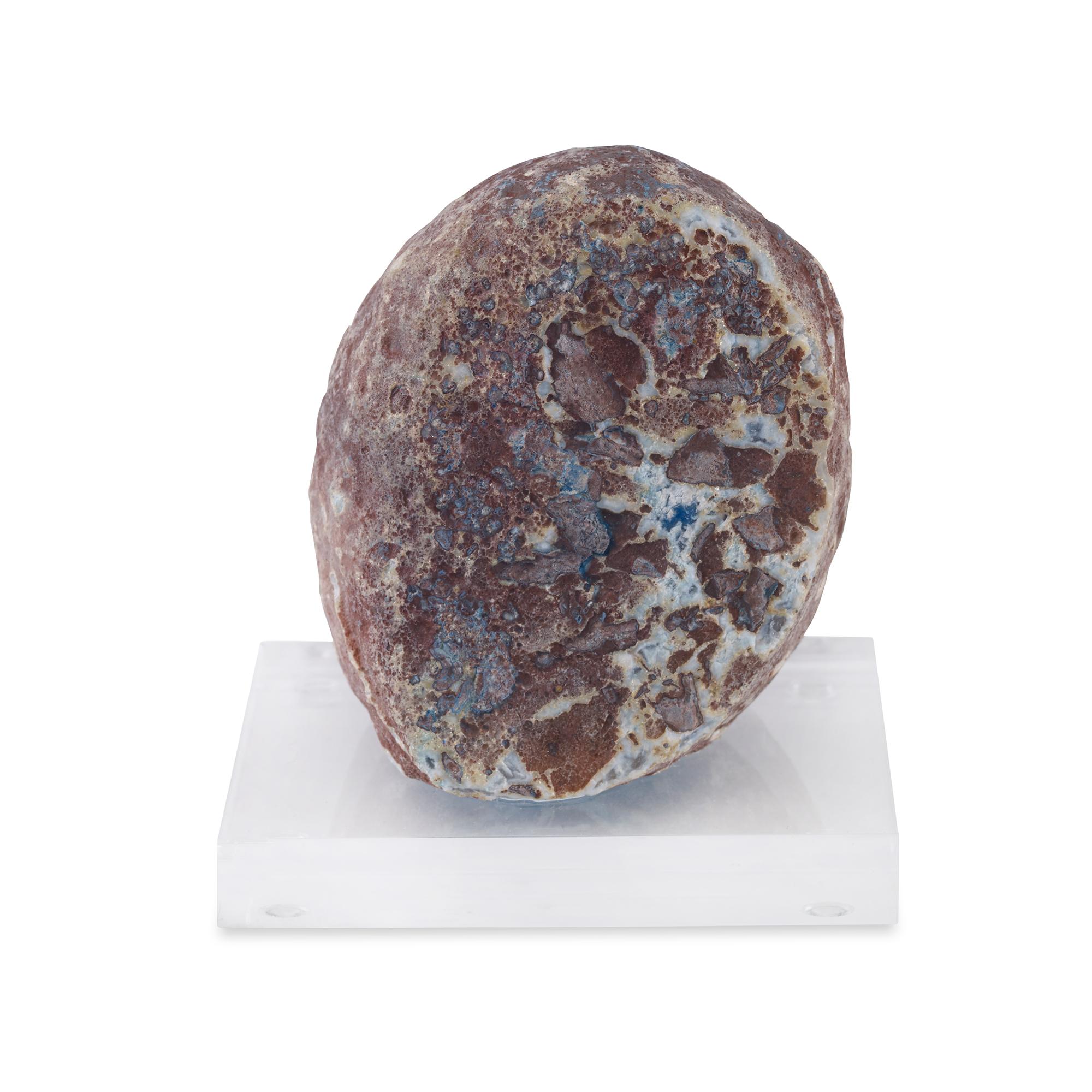 Modern Campo Sculpture in Blue and Clear Stone by Curatedkravet