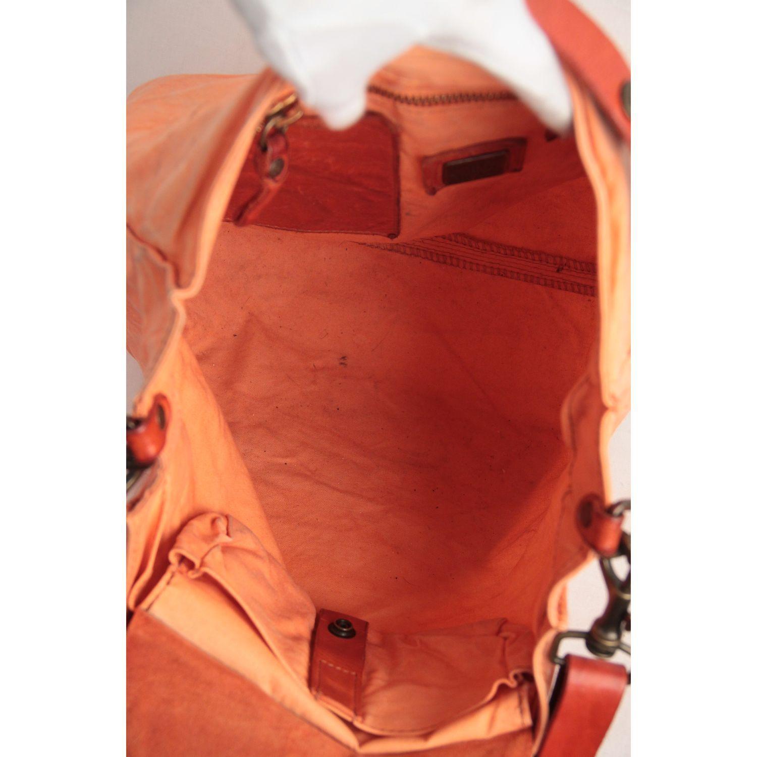 Campomaggi Orange Canvas Tote Shoping Bag 4