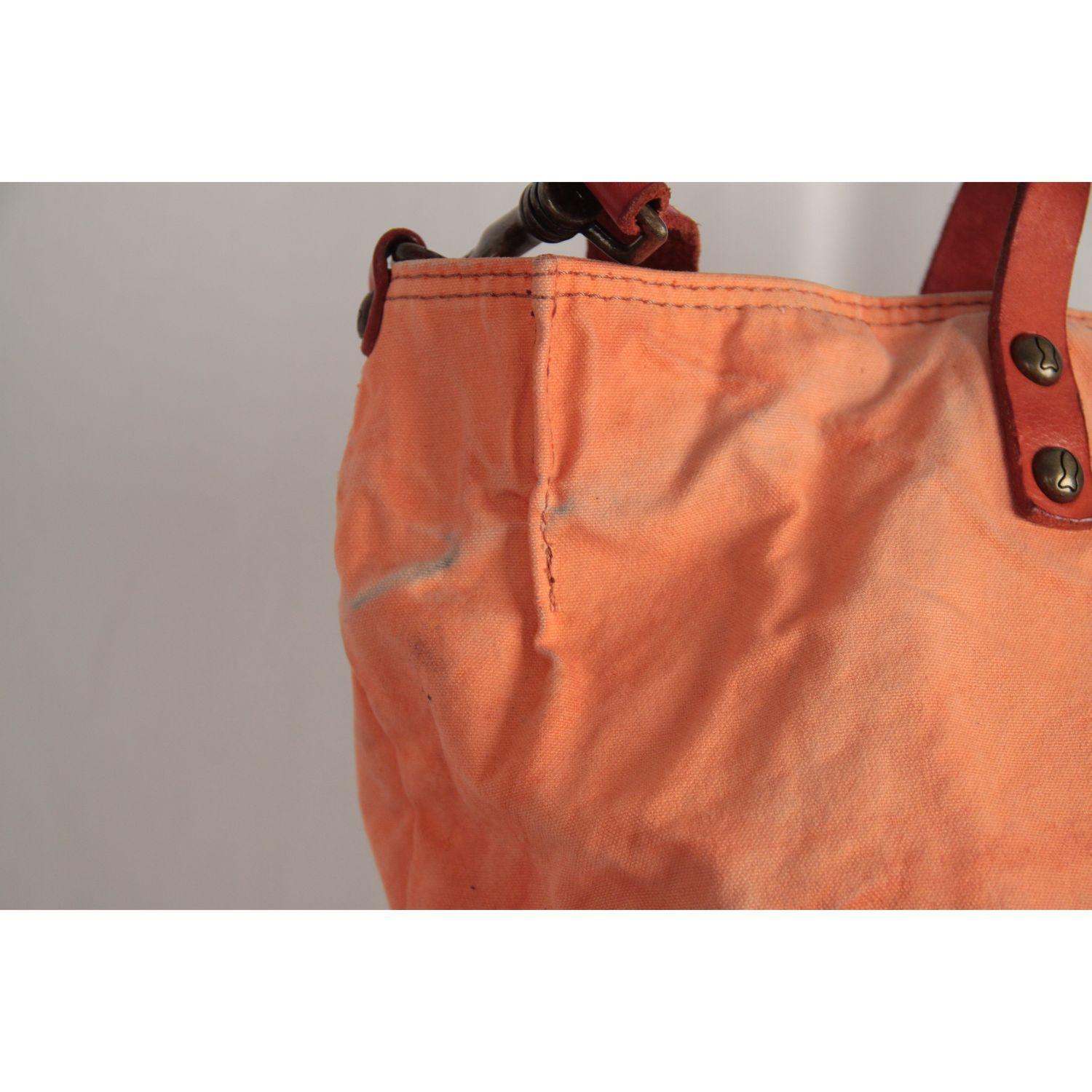 Women's Campomaggi Orange Canvas Tote Shoping Bag