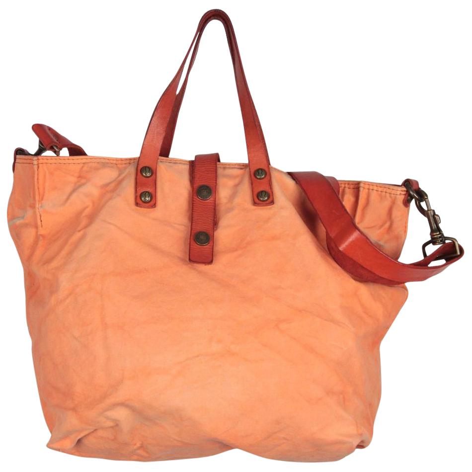 Campomaggi Orange Canvas Tote Shoping Bag