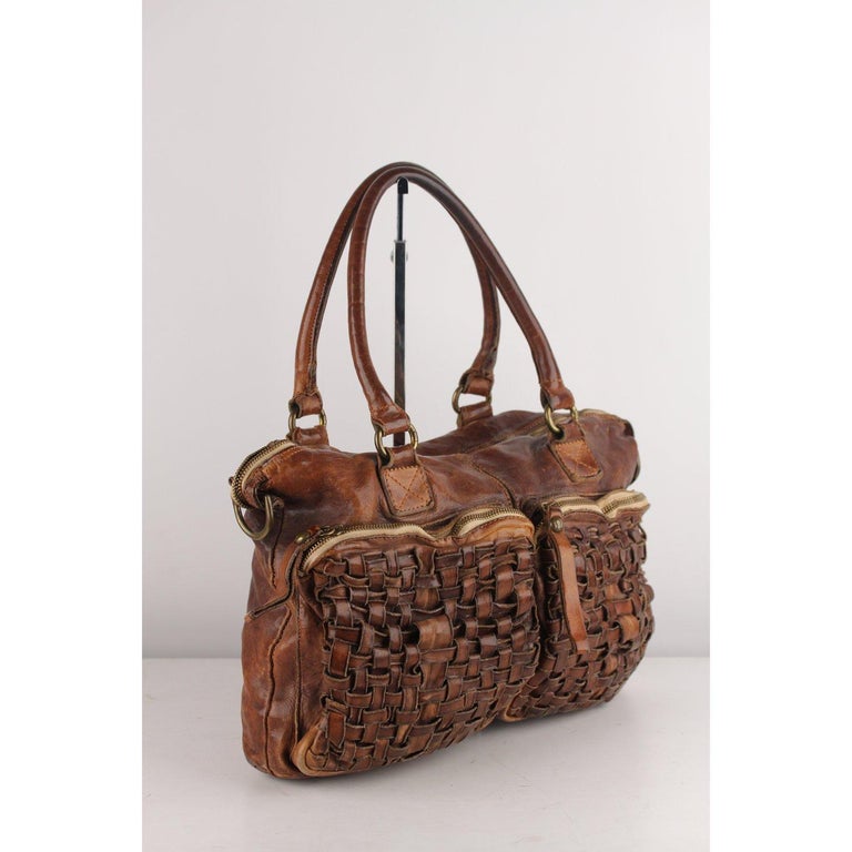 Campomaggi Satchel Bag with Woven Pockets For Sale at 1stDibs