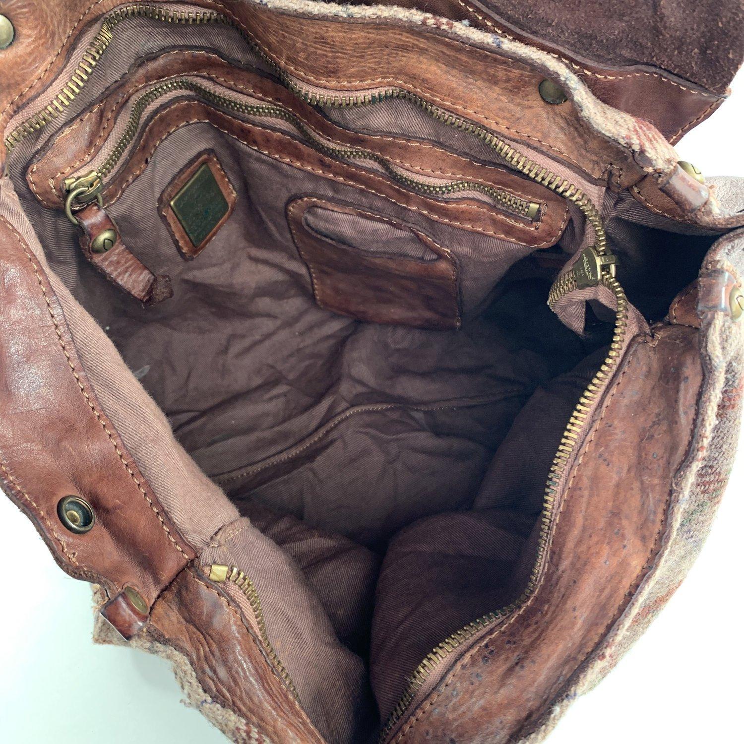 Campomaggi Teodorano Brown Plaid Wool and Leather Handbag For Sale at  1stDibs | campomaggi teodorano 1961, campomaggi teodorano bag