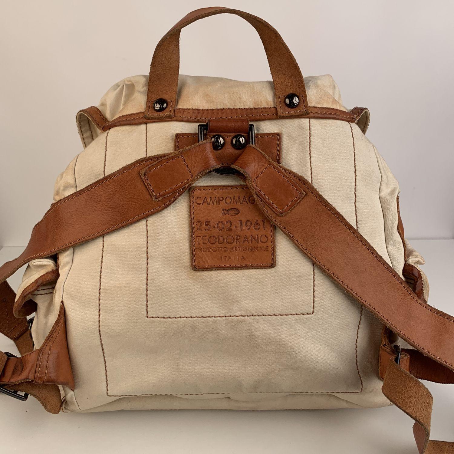 Campomaggi Teodorano Ivory Canvas and Leather Backpack 1