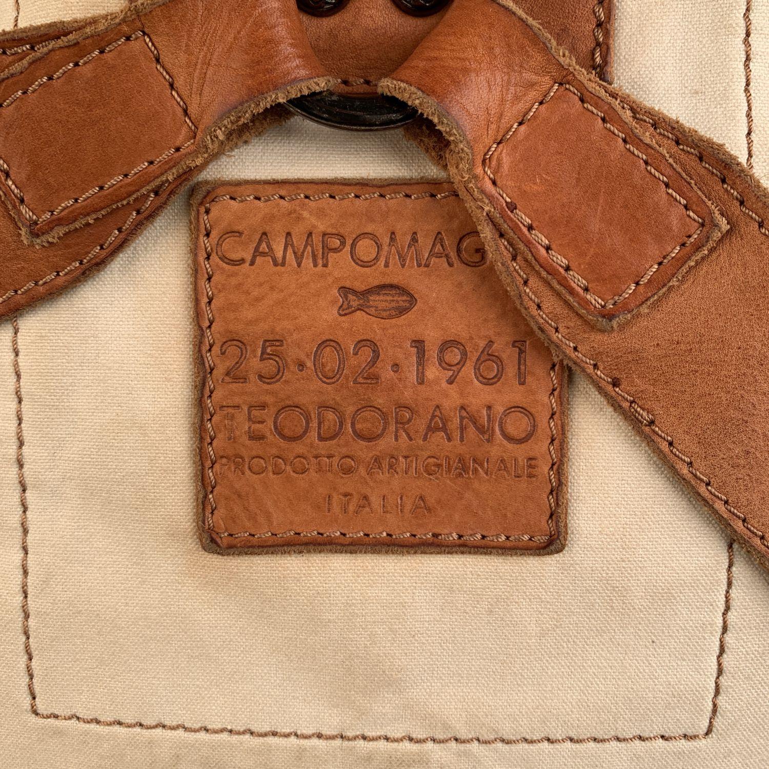 Campomaggi Teodorano Ivory Canvas and Leather Backpack 2
