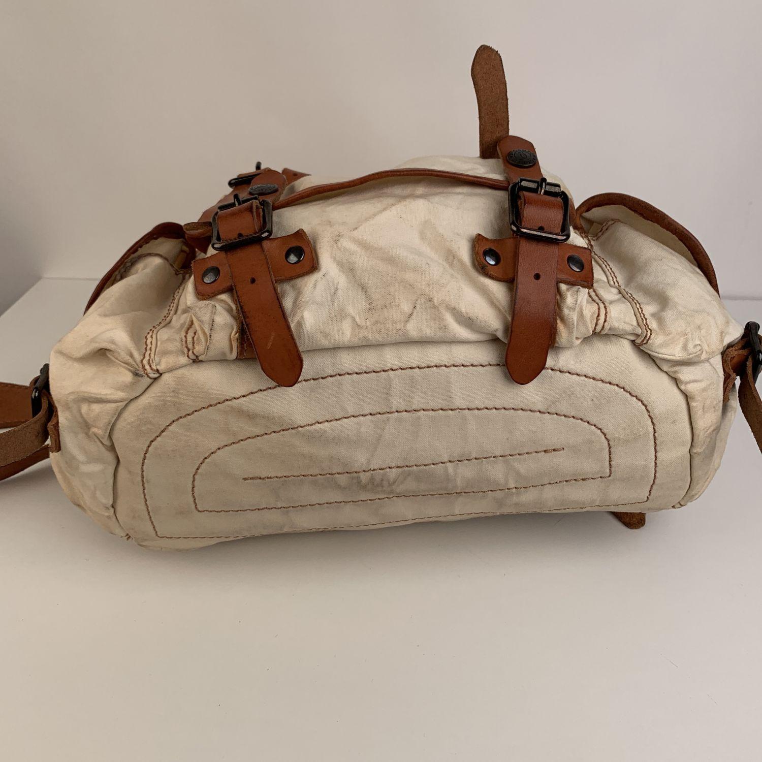 Campomaggi Teodorano Ivory Canvas and Leather Backpack 3