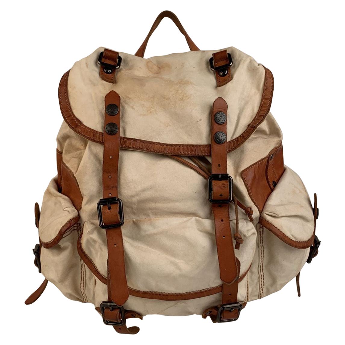 Campomaggi Teodorano Ivory Canvas and Leather Backpack