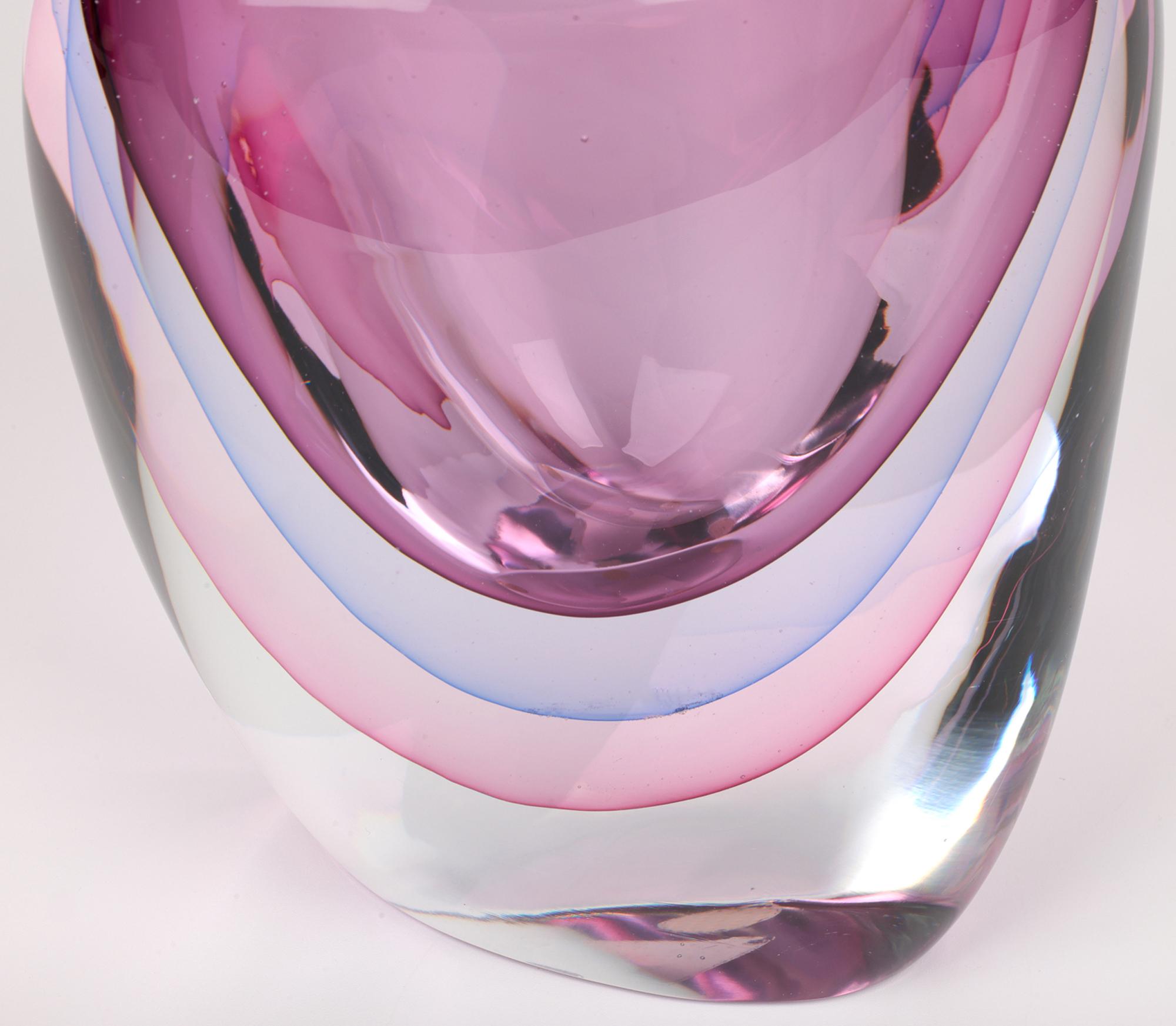 Jarrón de cristal soplado Camvetri Murano Layered Sommerso Hecho a mano en venta
