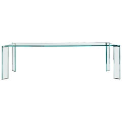 Can-Can Dining Table, Glass or Ceramic Top, Glass or Wooden Legs by Mario Milana