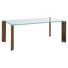 Can Can Glass & Wood Dining Table, Designed by Mario Milana, Made in Italy 