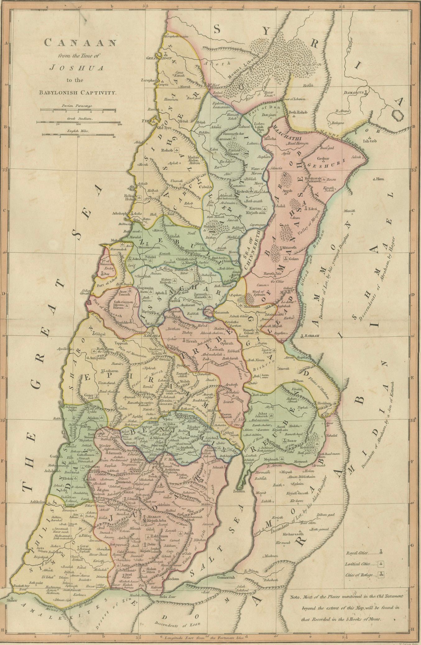 Canaan from Joshua to the Babylonian Captivity — Biblical Holy Land Map, 1823