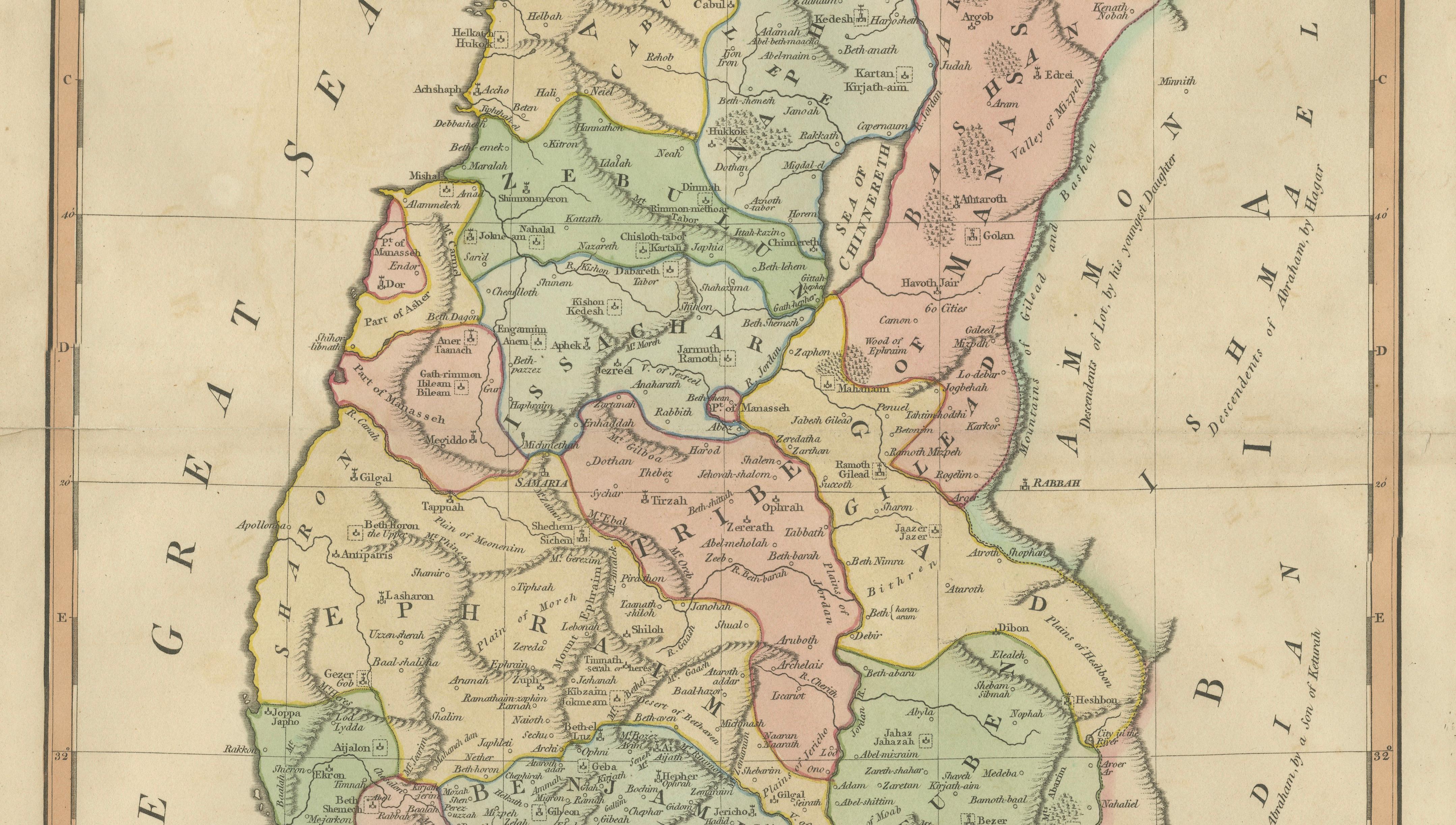 Canaan from Joshua to the Babylonian Captivity — Biblical Holy Land Map, 1823