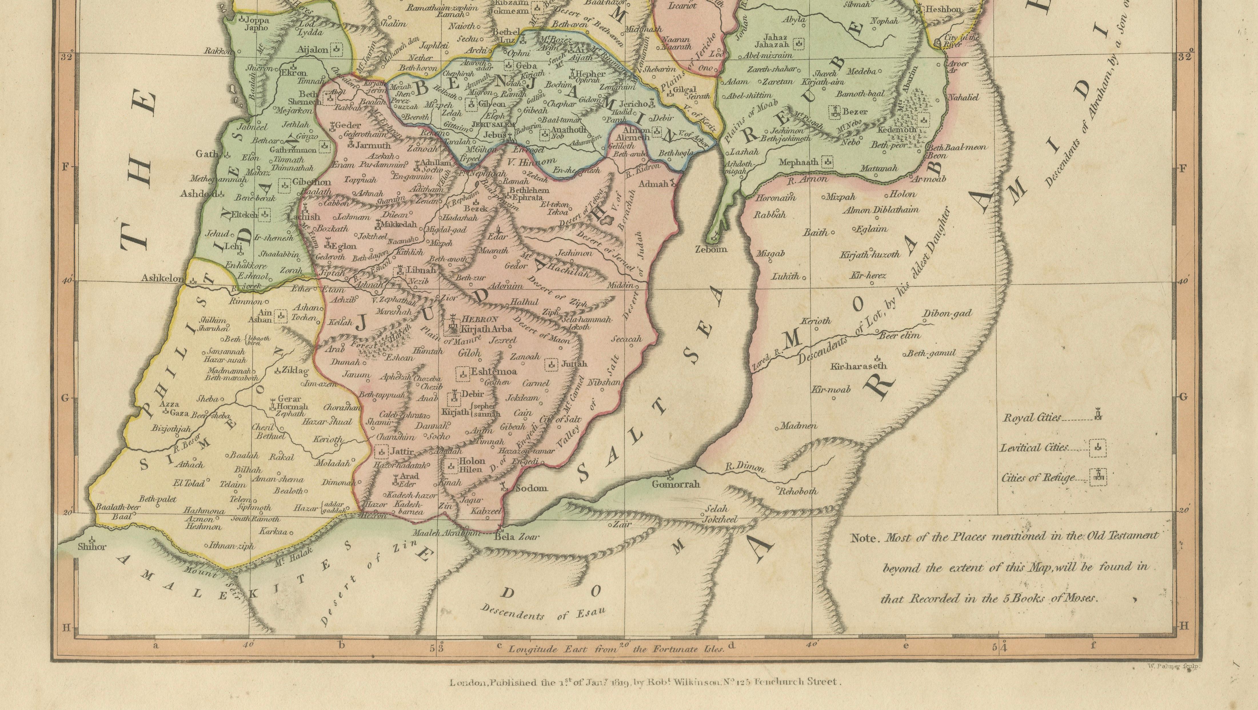 Canaan from Joshua to the Babylonian Captivity — Biblical Holy Land Map, 1823