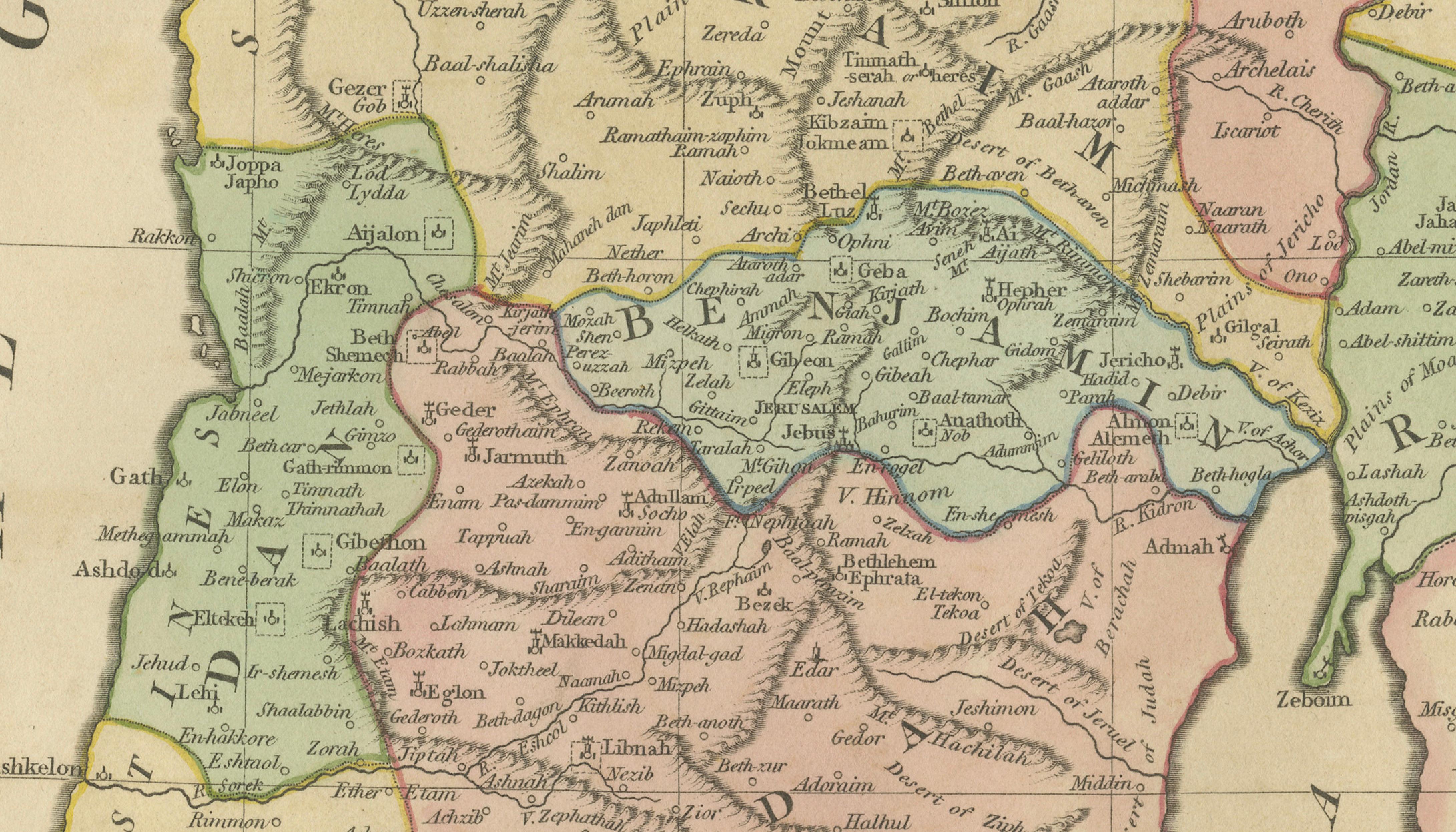 Canaan from Joshua to the Babylonian Captivity — Biblical Holy Land Map, 1823