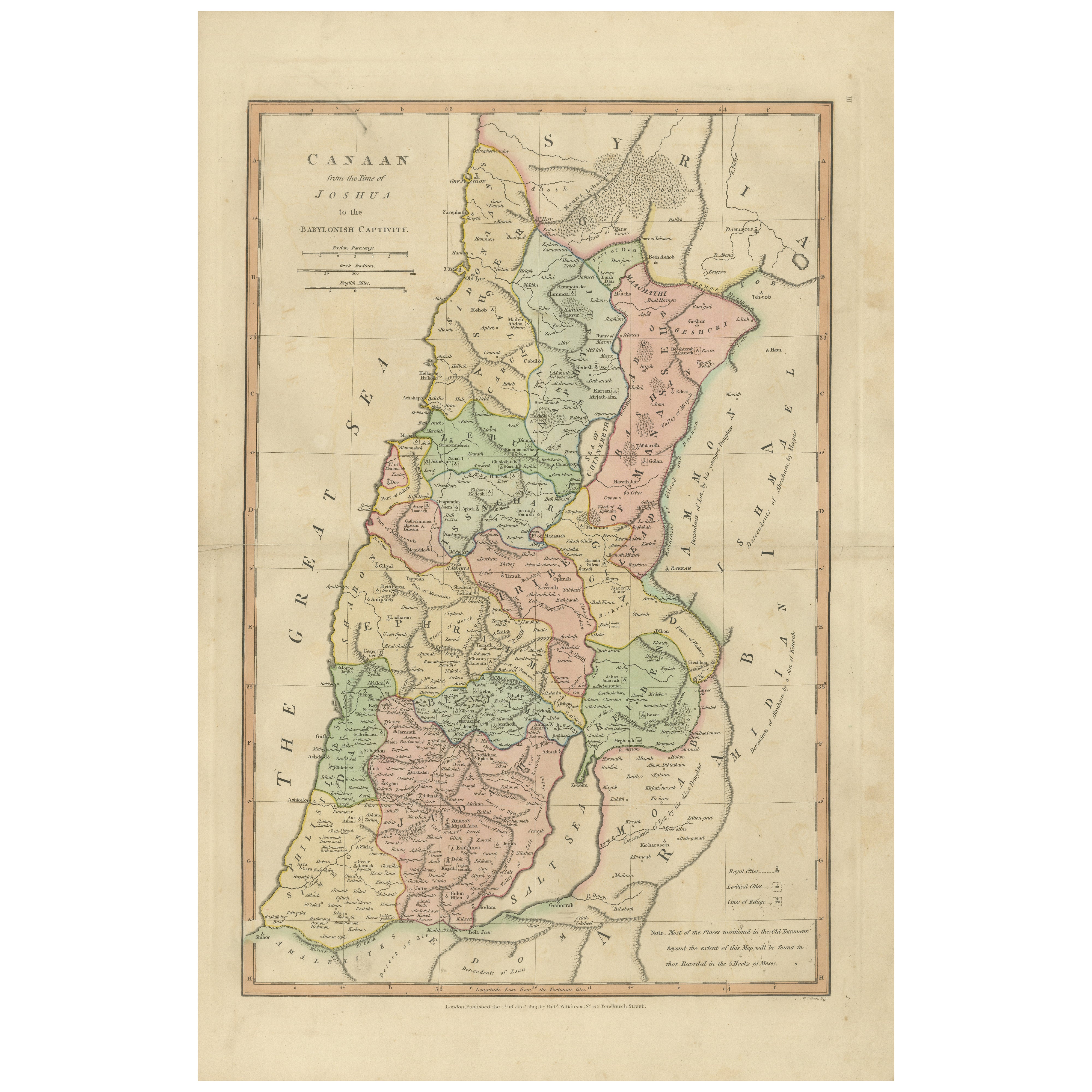 Canaan from Joshua to the Babylonian Captivity — Biblical Holy Land Map, 1823