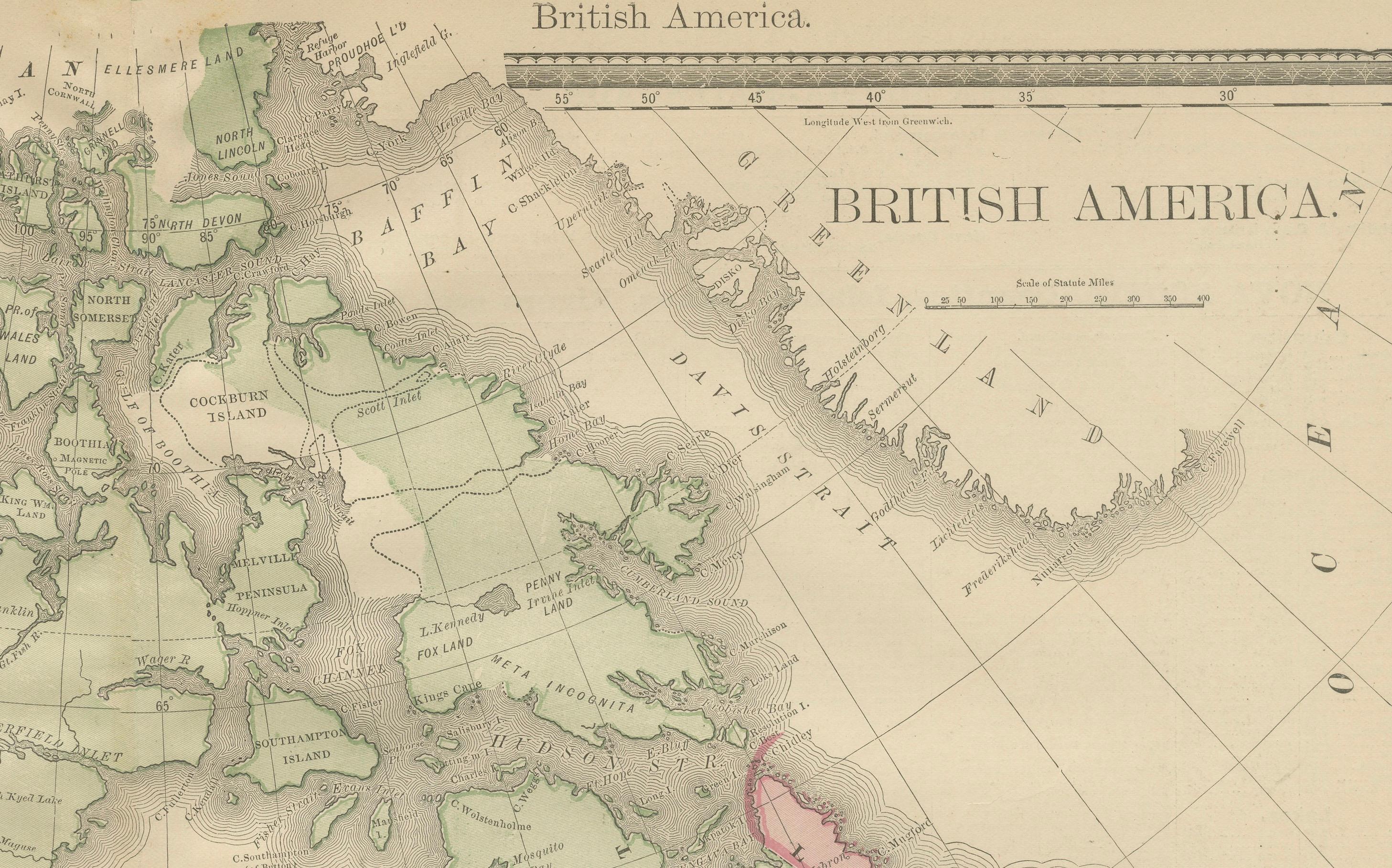 Américain Canada Antique Railroad Map c.1888 - British America, Cities & Regions en vente