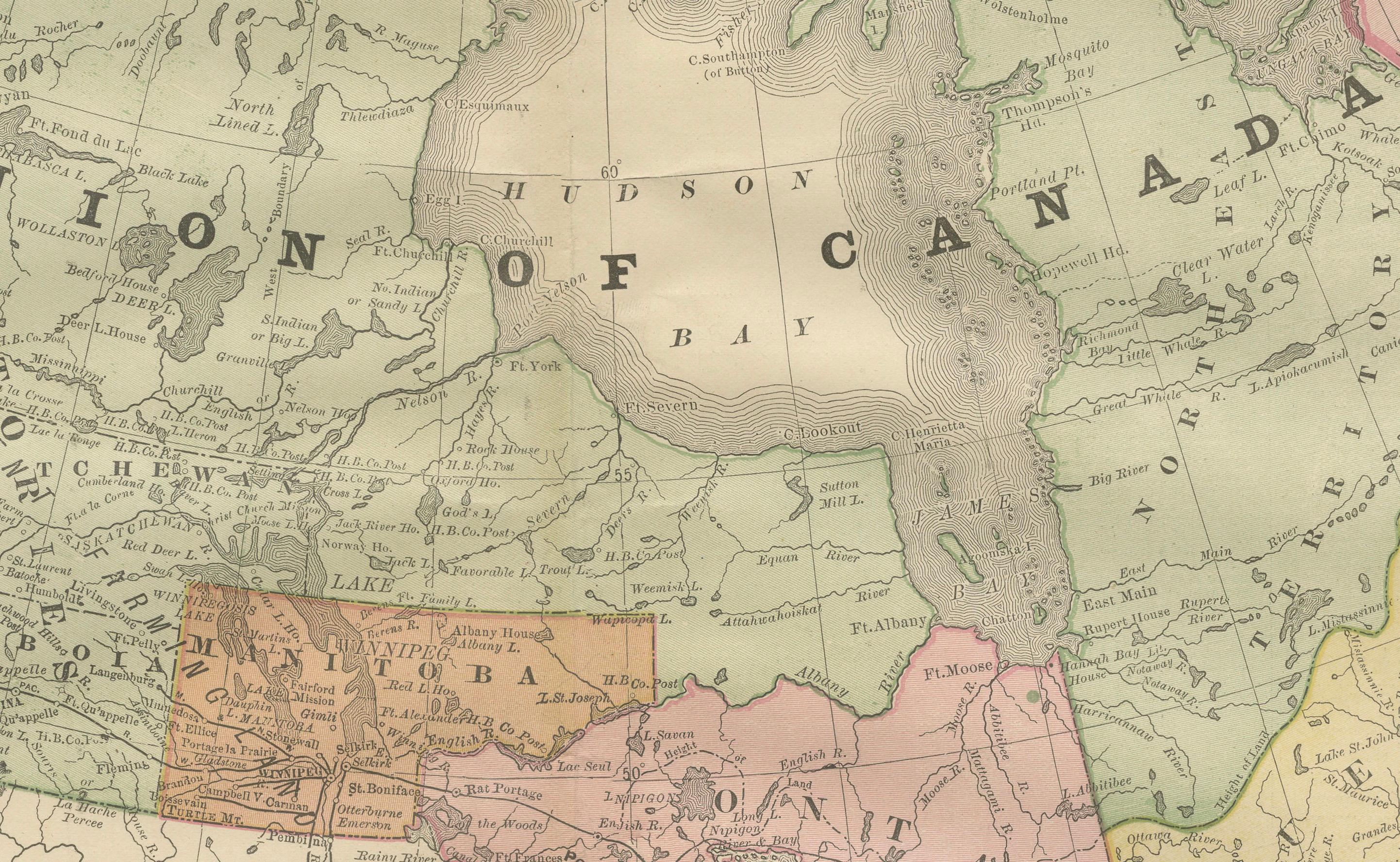 XIXe siècle Canada Antique Railroad Map c.1888 - British America, Cities & Regions en vente
