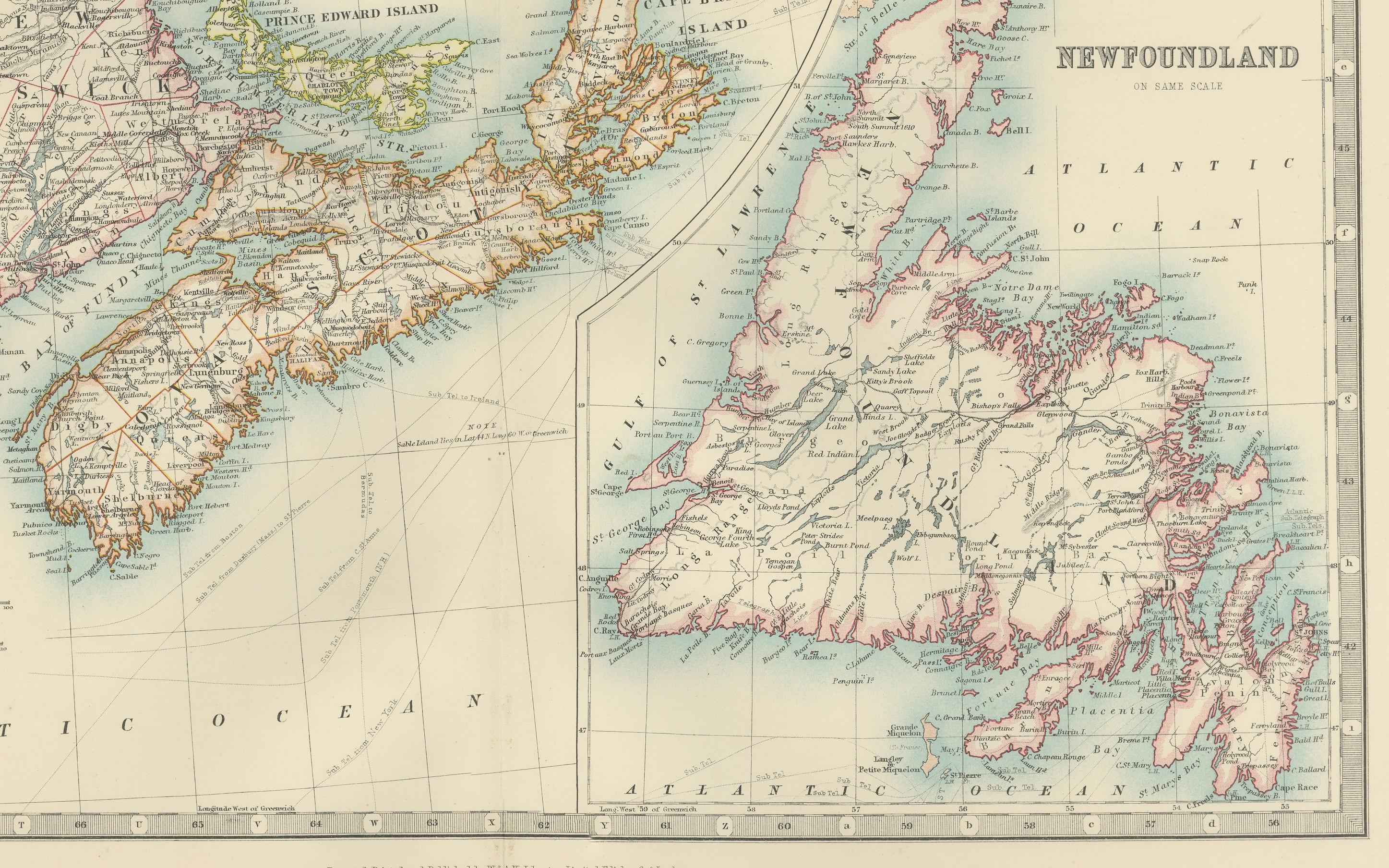 20ième siècle Carte du Dominion du Canada 1903 - Une vue détaillée de l'est du Canada et de Terre-Neuve en vente