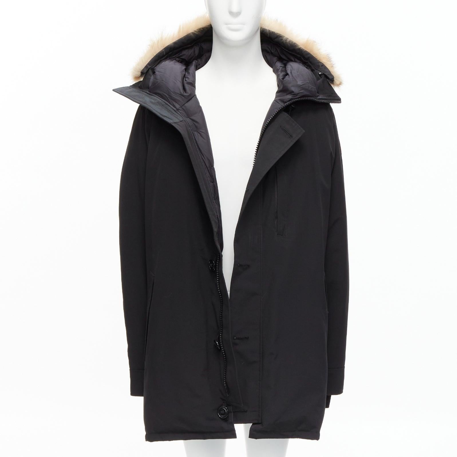 CANADA GOOSE 3426M Chateau Parka coyote fur hood black down padded coat XXL In Excellent Condition In Hong Kong, NT