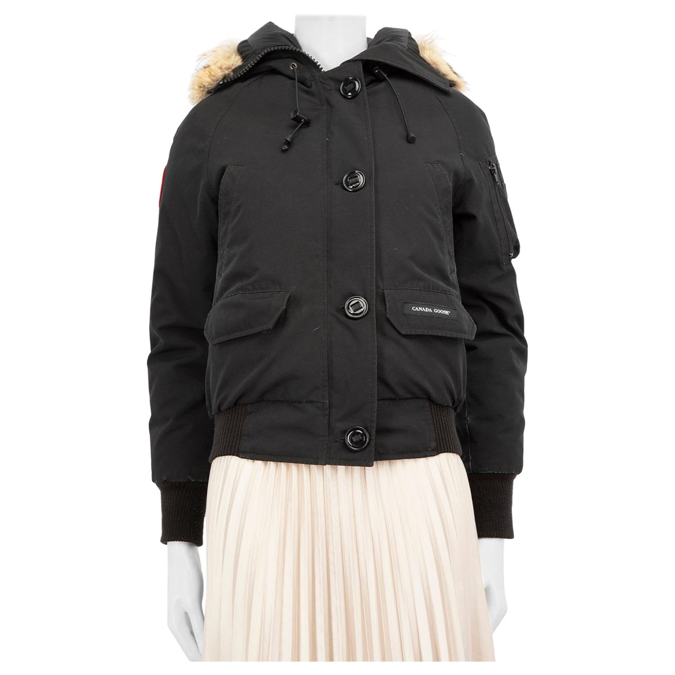 Canada Goose Black Chilliwack Fur Trim Jacket Size XXS