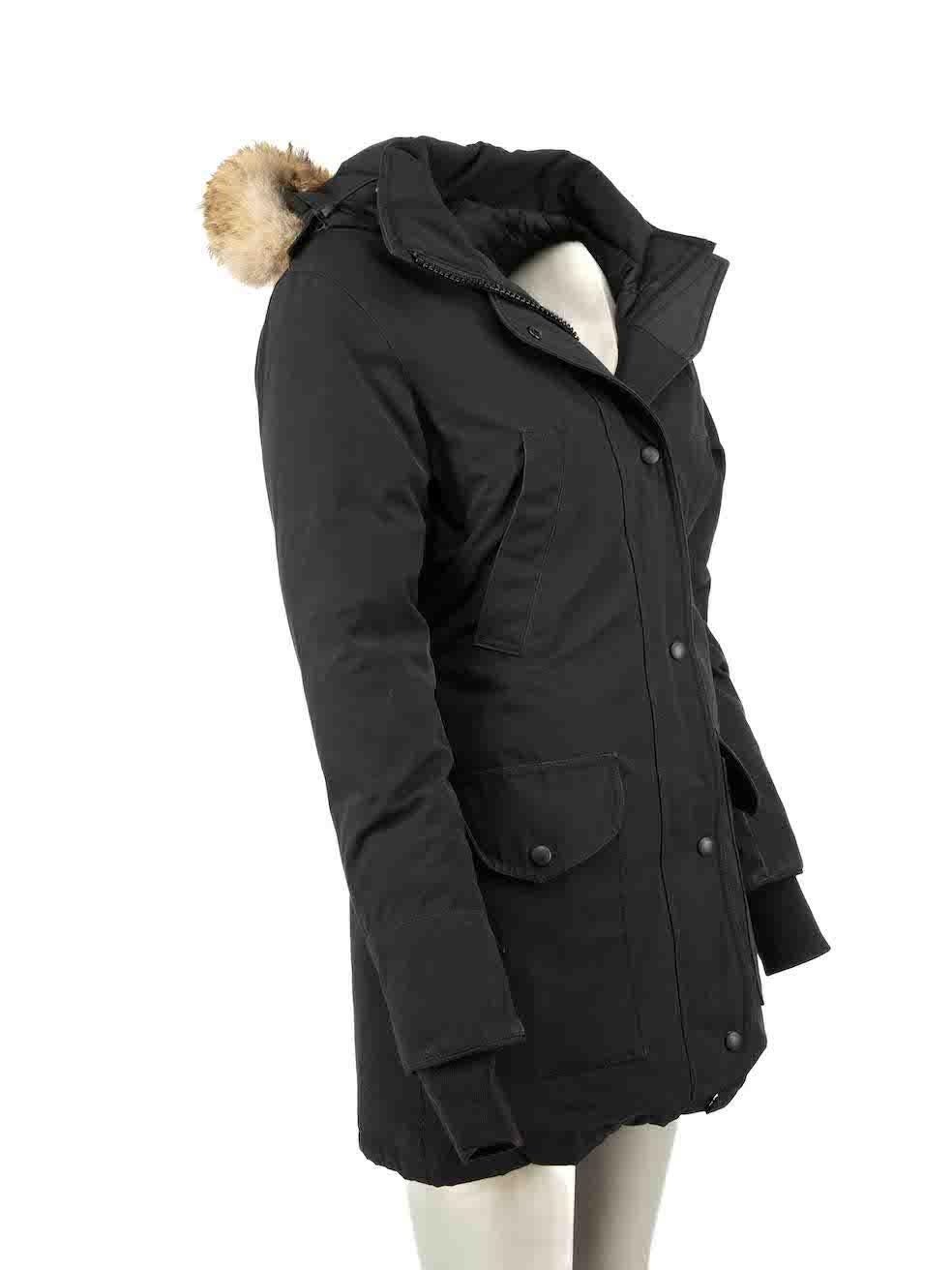 Canada Goose Black Coyote Fur Hood Parka Coat Size XXS In Excellent Condition In London, GB