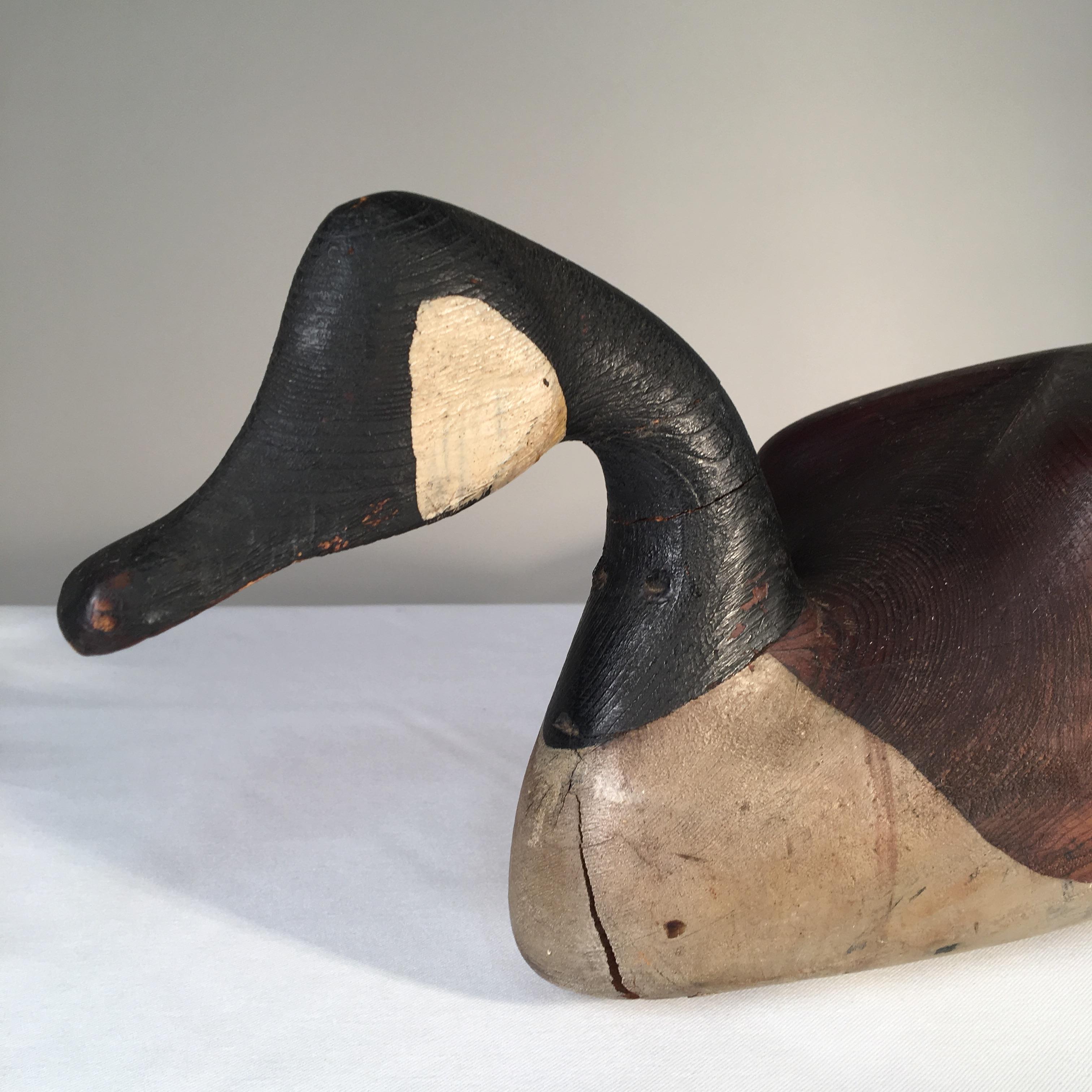 A nicely carved Canada goose decoy in painted pine, from the estate of Pierre Moulin, founder of Pierre Deux shops.