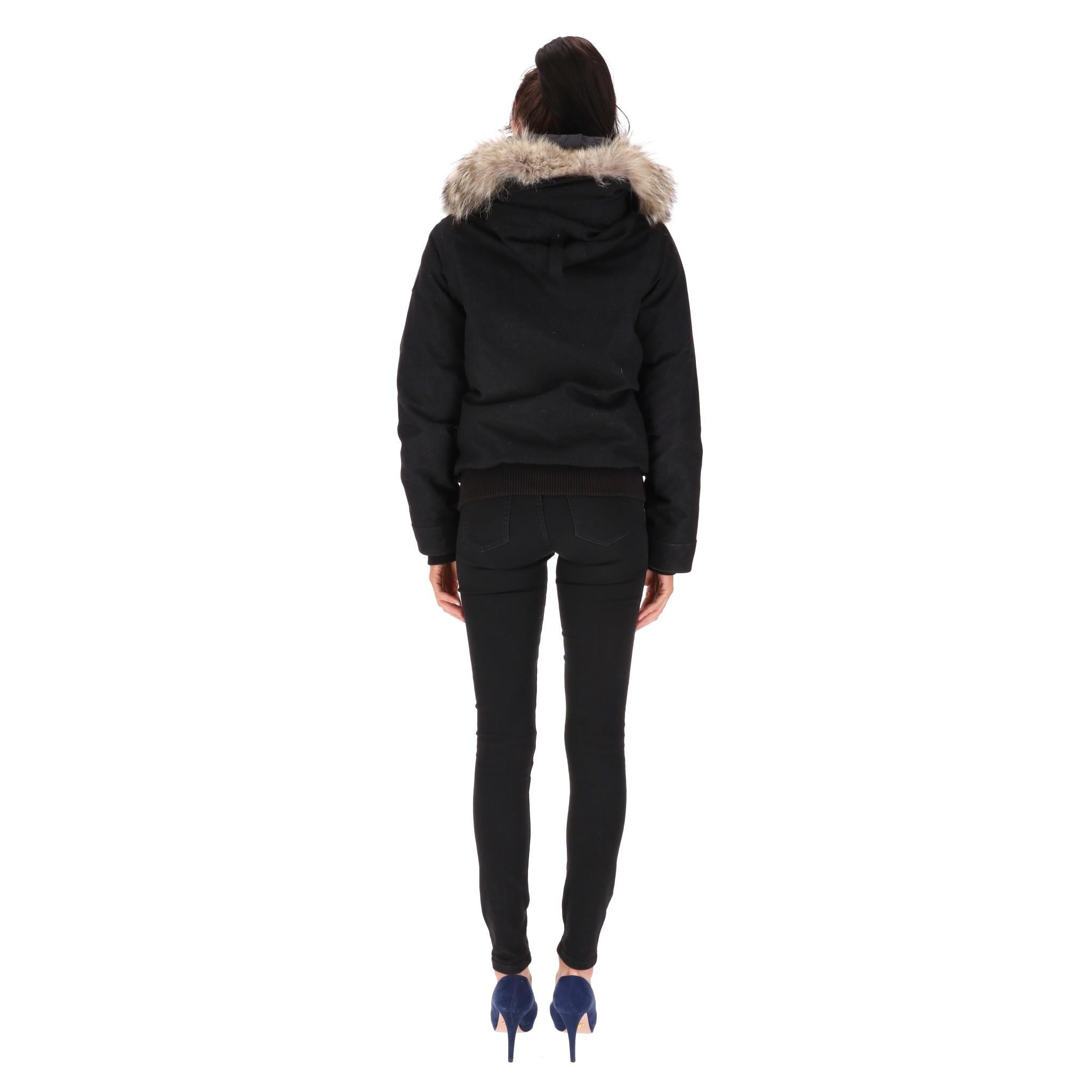 Women's Canada Goose & Loro Piana Wool & Down Bomber Jacket With Coyote Fur Trim For Sale