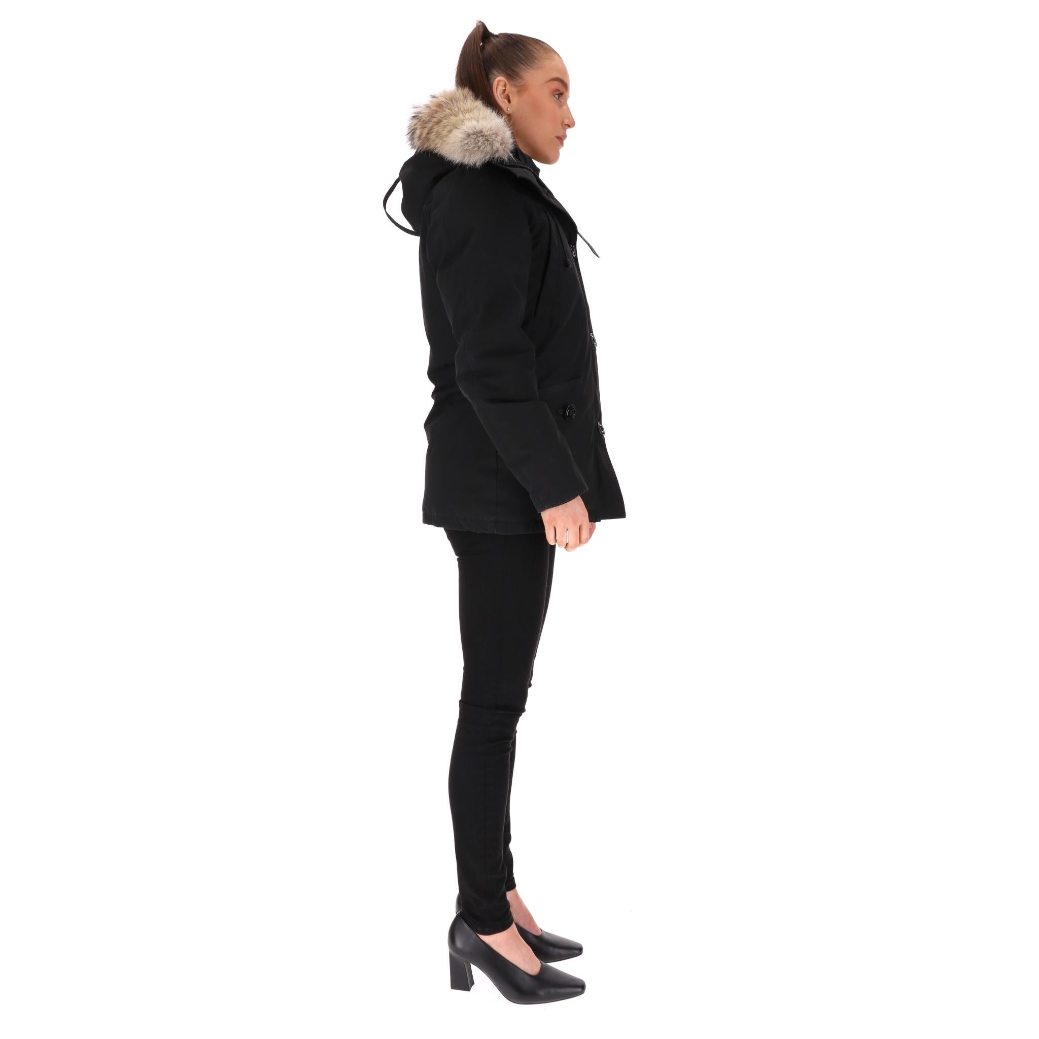 Black Canada Goose Montebello Down Parka Jacket With Fur Trimmed Hood