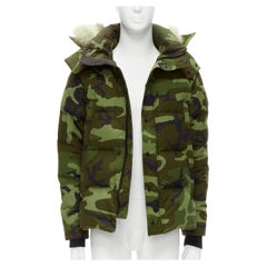Used CANADA GOOSE Wyndham Parka fur hood green camouflage duck down puffer jacket M