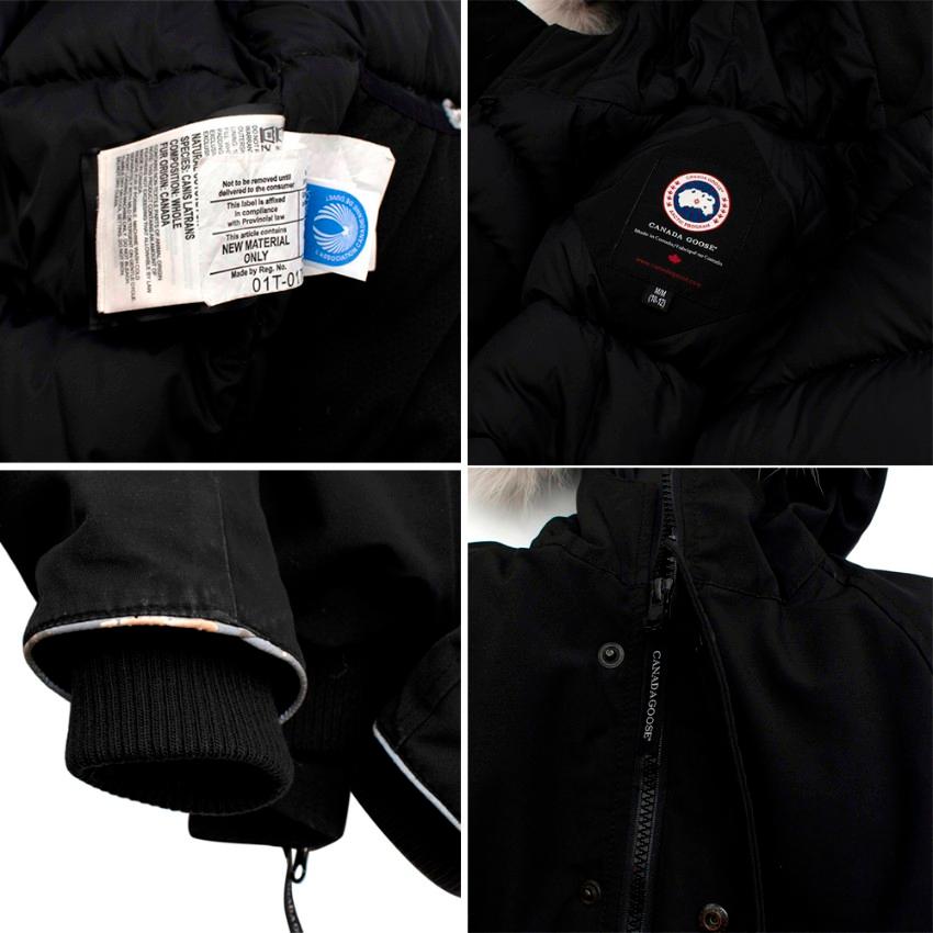Canada Goose Youth Black Rundle Bomber Jacket w/ Coyote Fur - Size 10-12 Years In Excellent Condition In London, GB