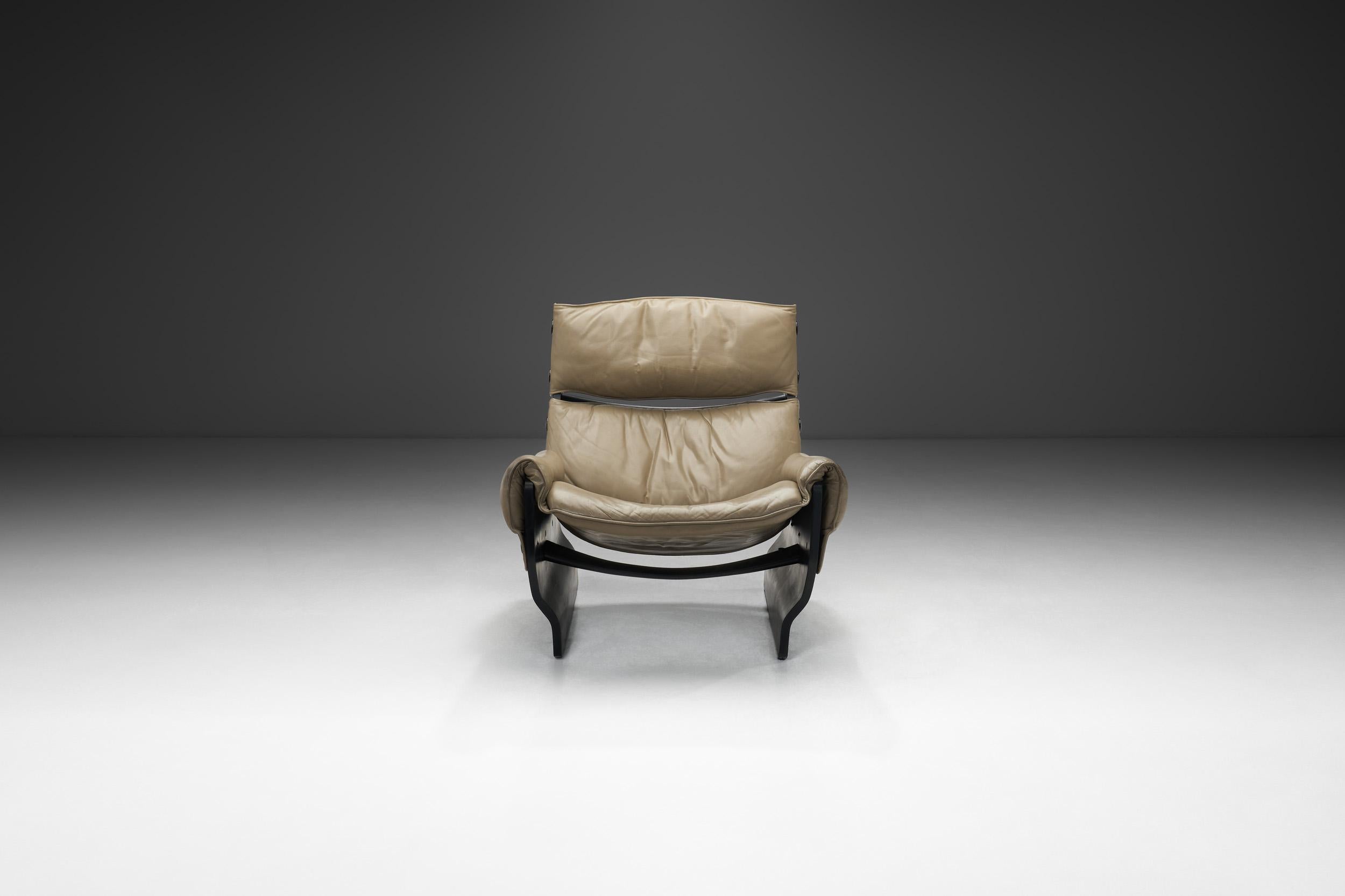 Mid-Century moderno Sedia da salotto in pelle 