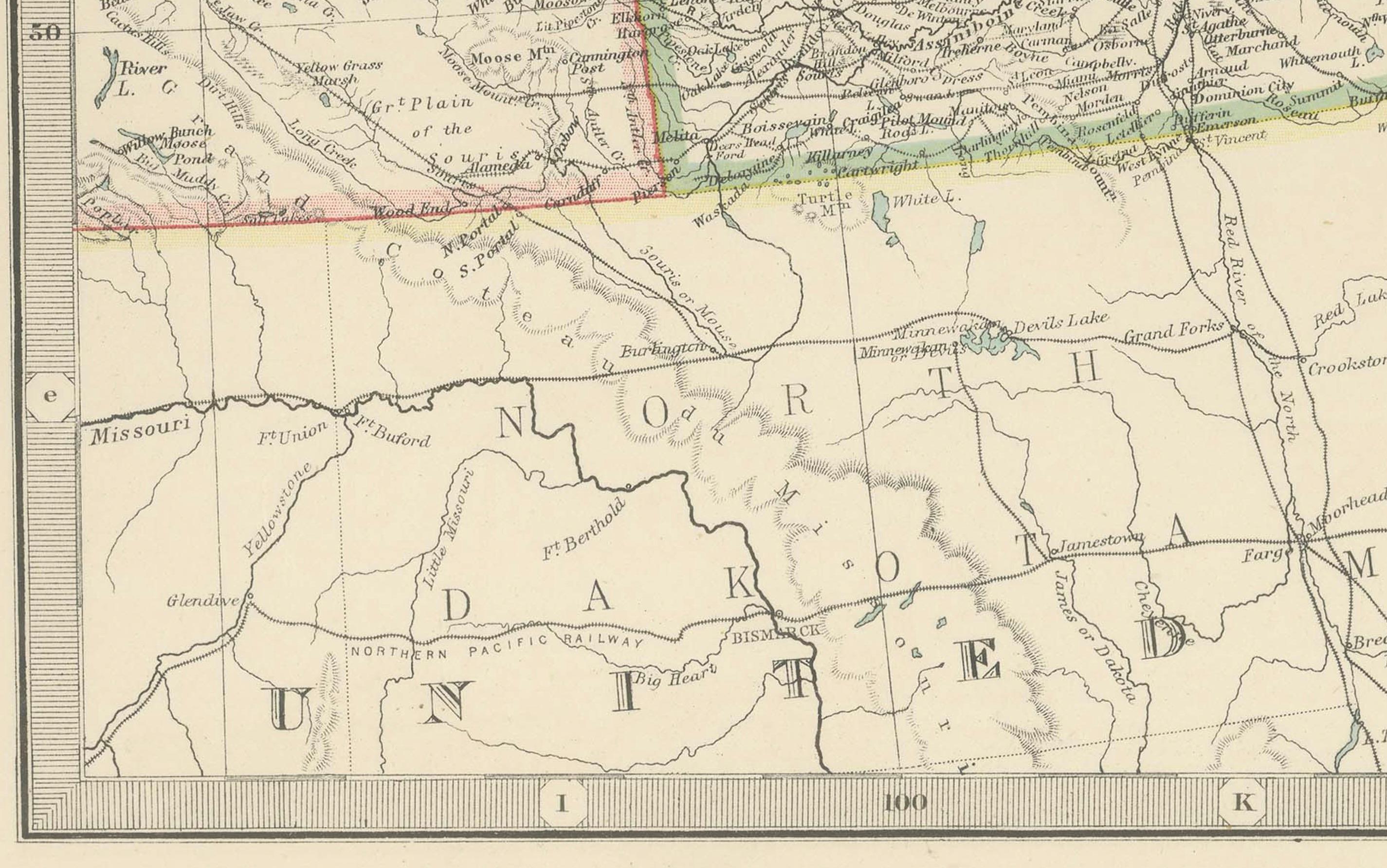 Papier Carte du Canada 1903 - Dominion du Canada, feuille du centre-ouest en vente