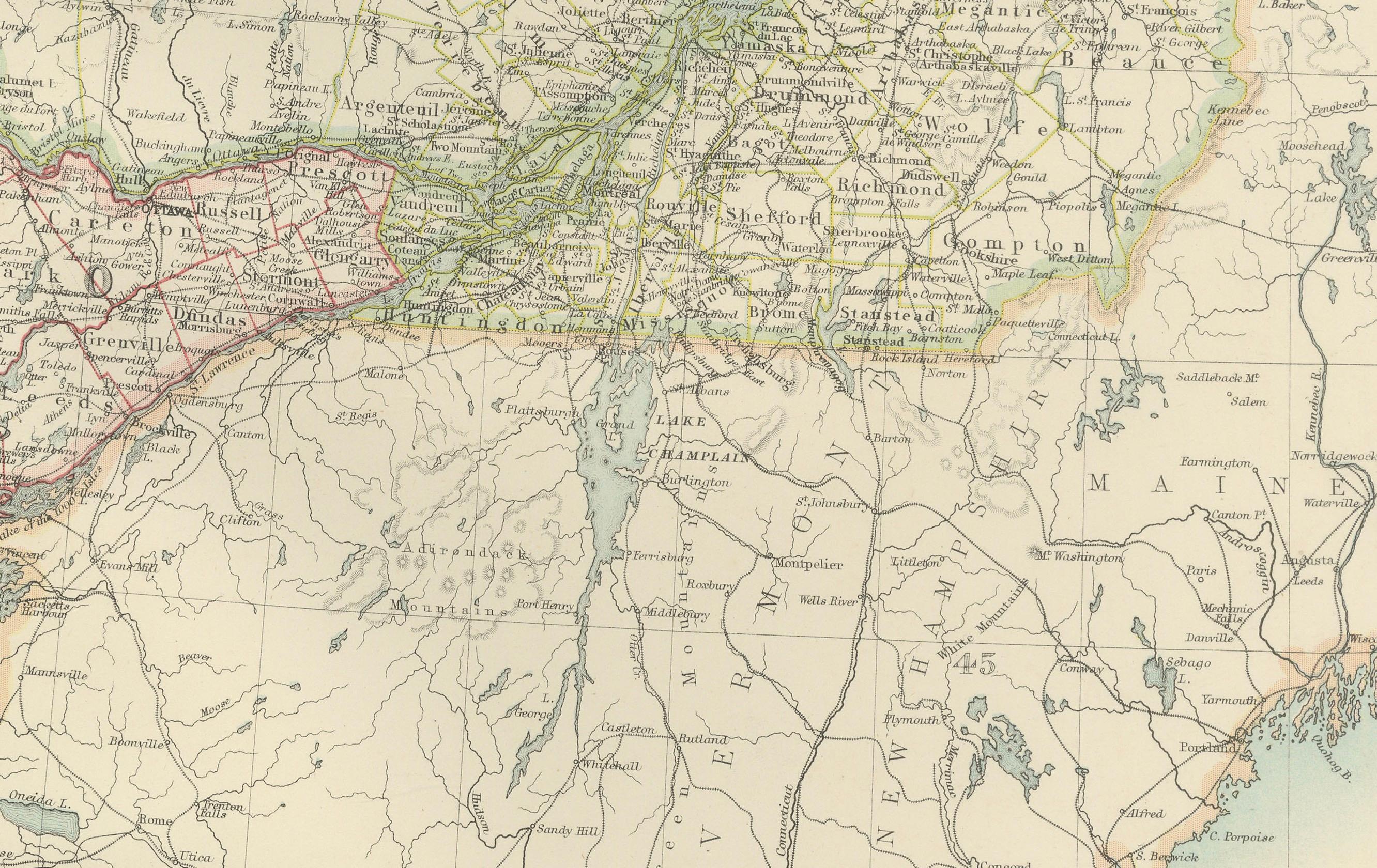 Carte du Canada 1903 - Dominion du Centre-Est - Ontario, Québec et autres Bon état - En vente à Langweer, NL