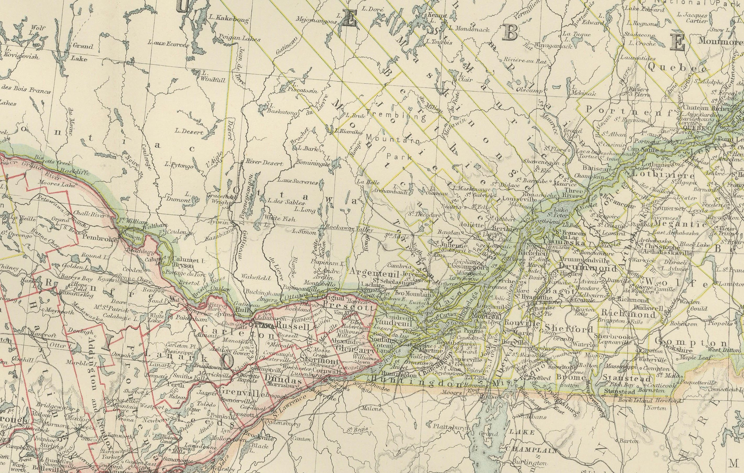 Papier Carte du Canada 1903 - Dominion du Centre-Est - Ontario, Québec et autres en vente